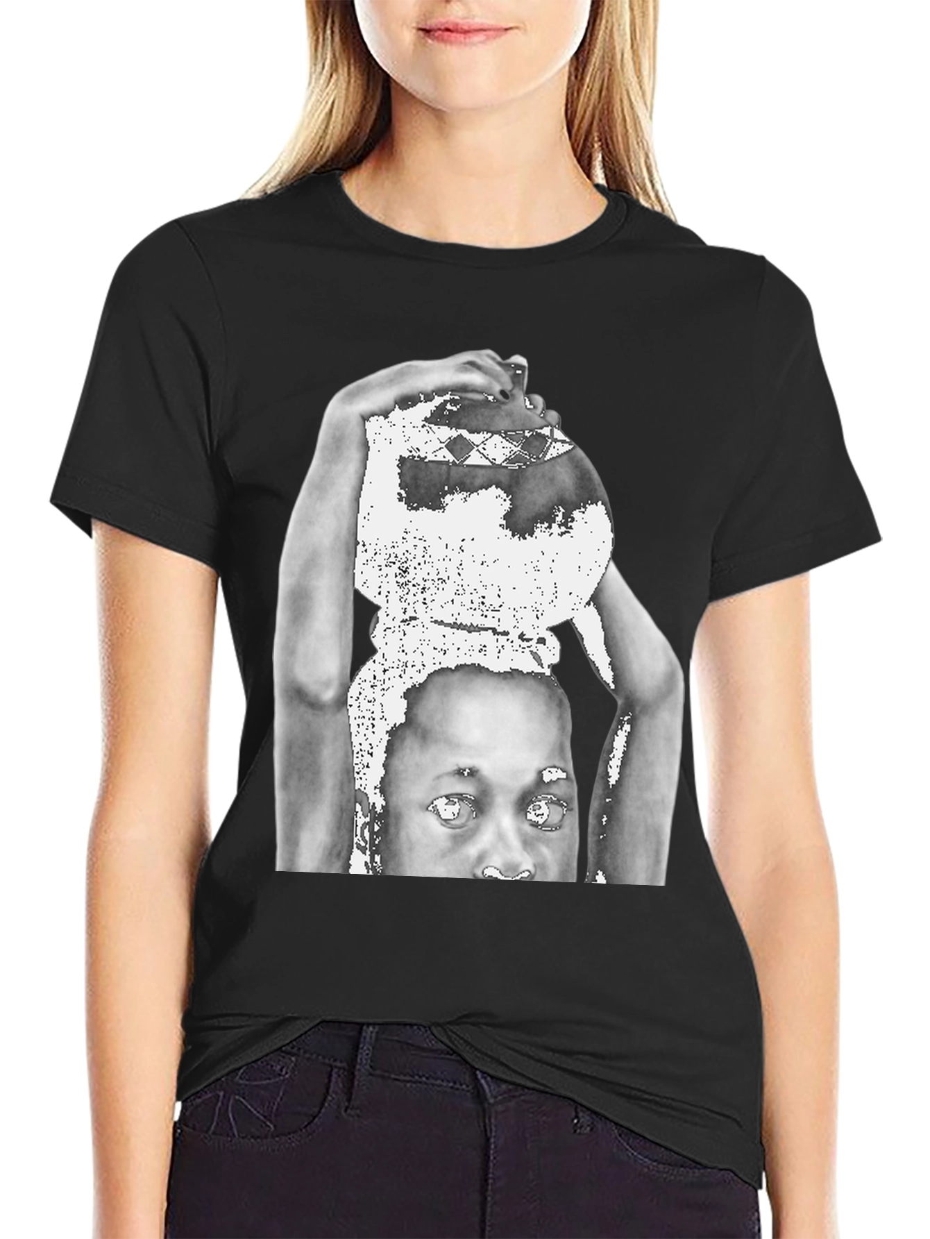 Black Graphic Print Black T-Shirt view 2