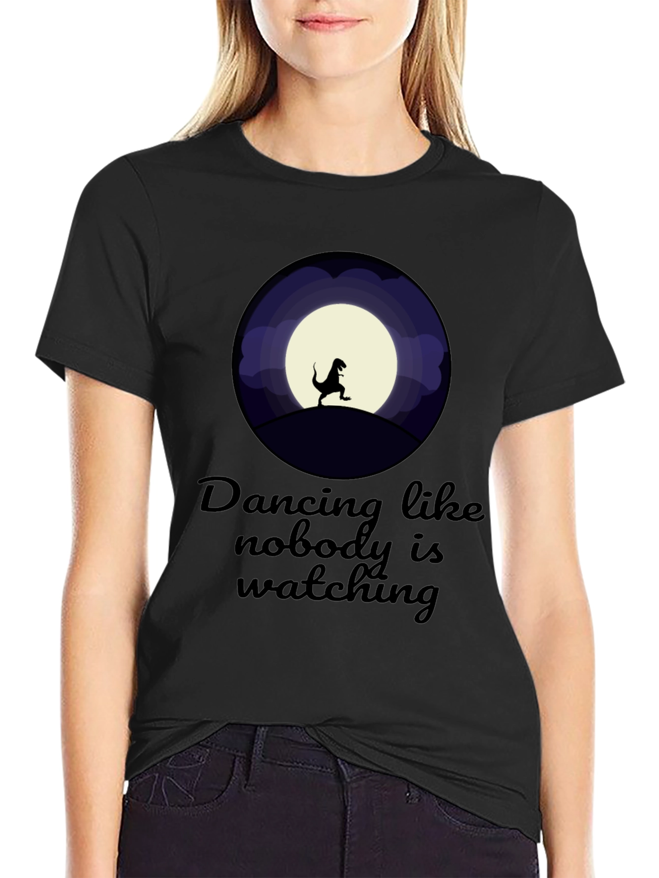 Black Dancing Dinosaur T-Shirt view 2
