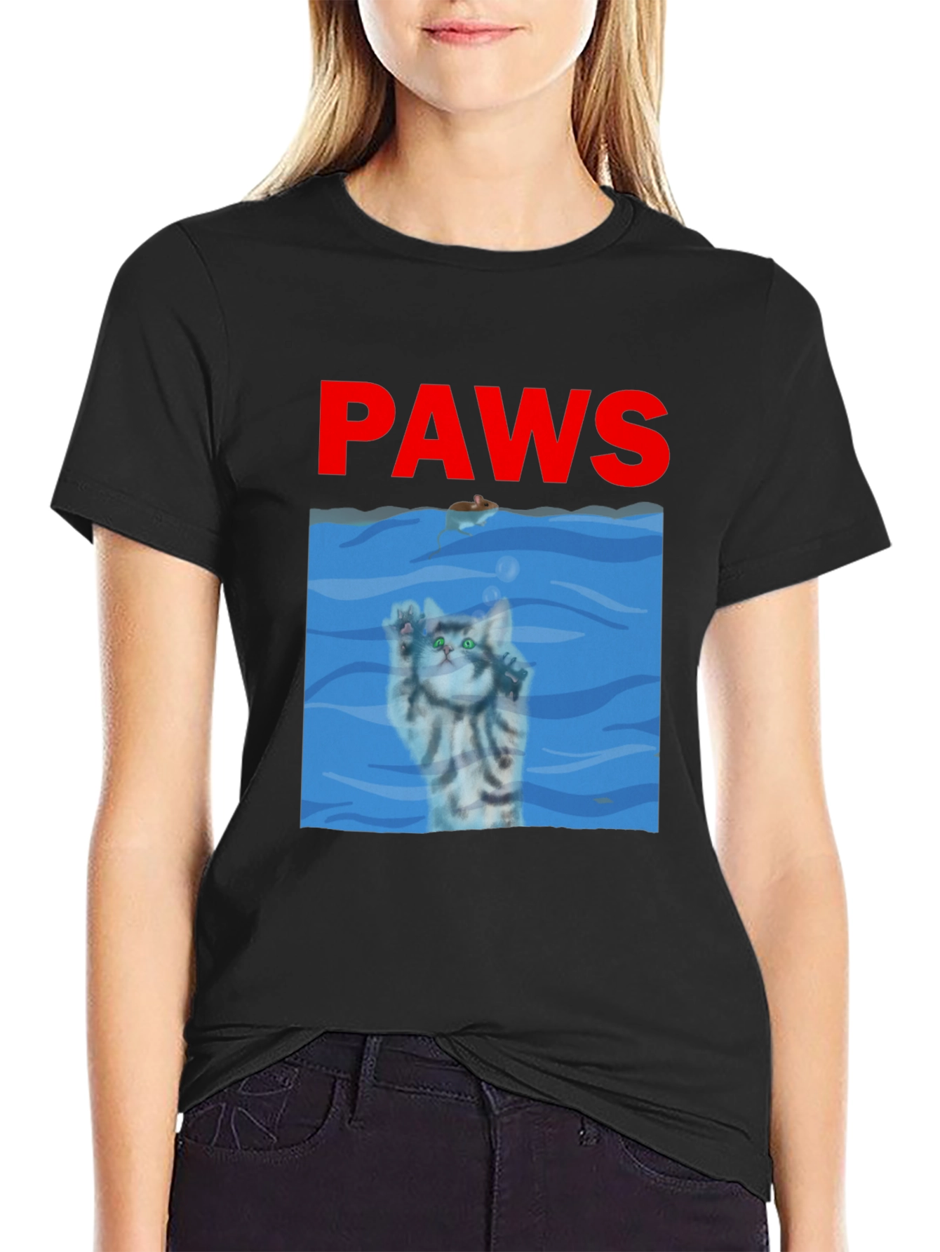 Black Paws Cat Parody T-Shirt  view 2