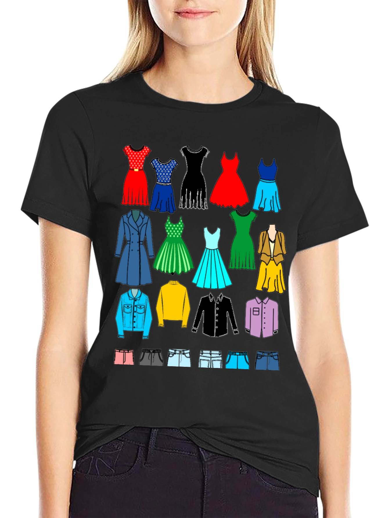 Black Apparel Collage Black T-Shirt view 2