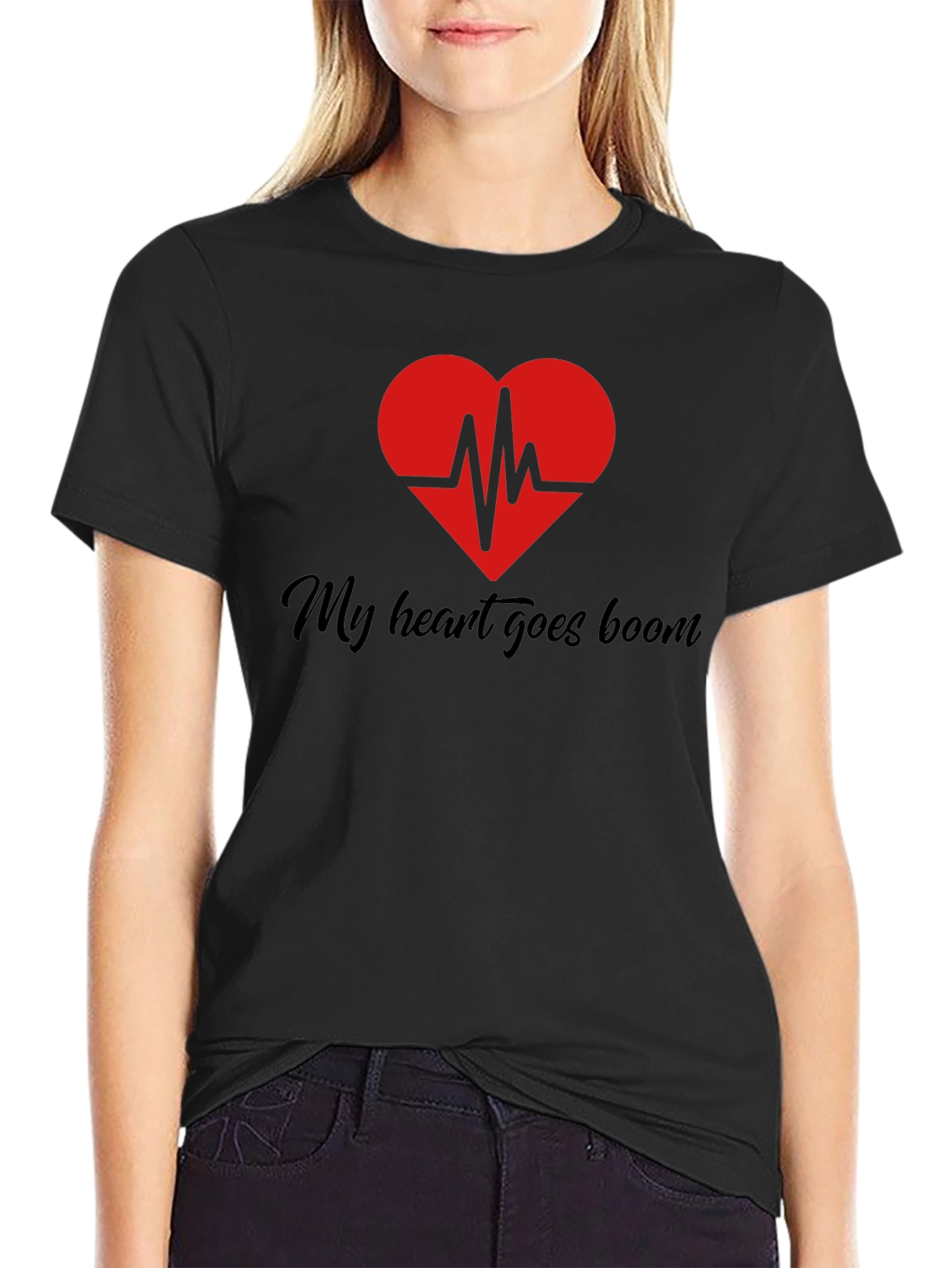 Black My Heart Goes Boom Graphic T-Shirt view 2
