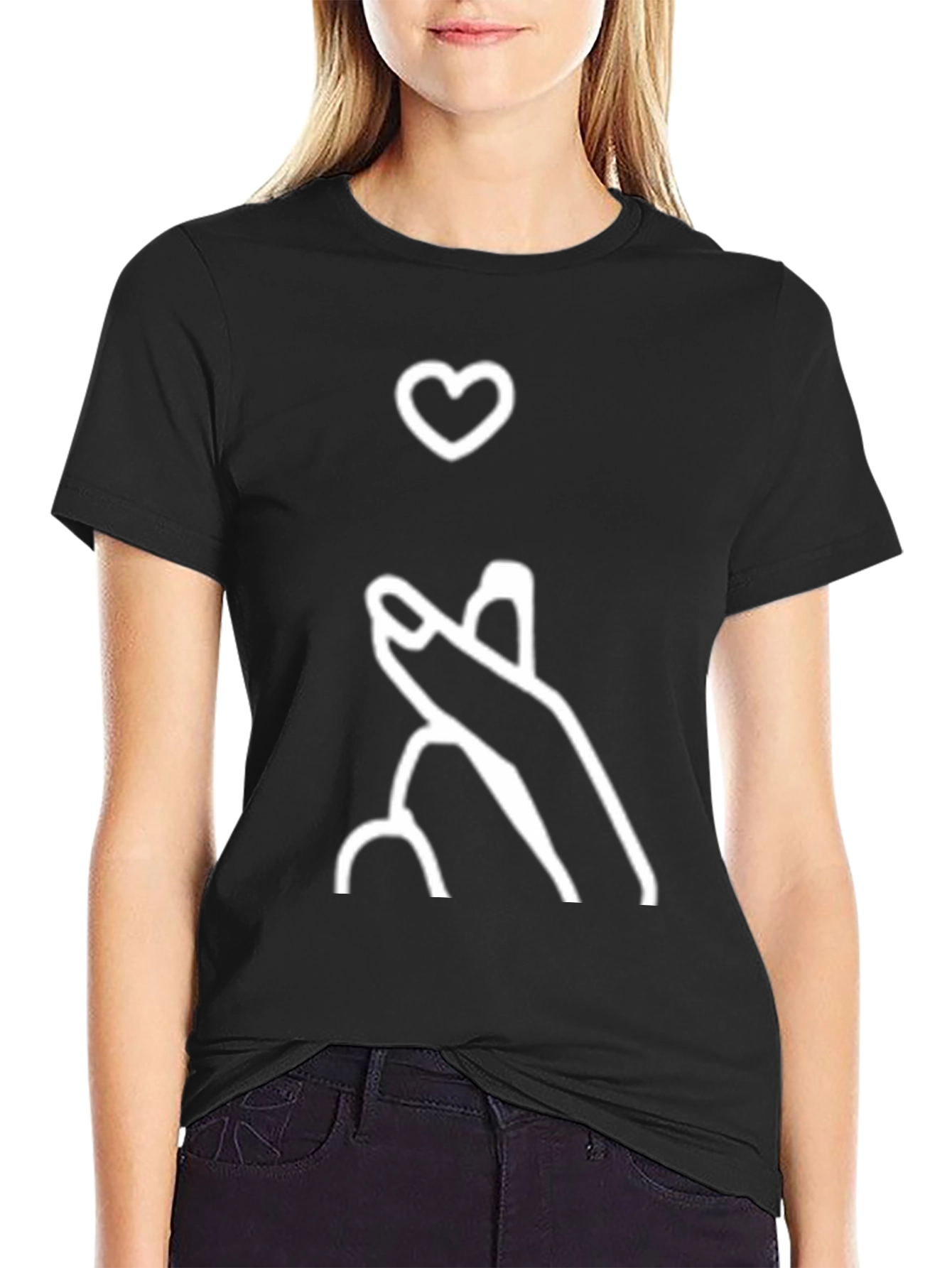 Black Heart Gesture Graphic Tee - Express Your Love! view 2