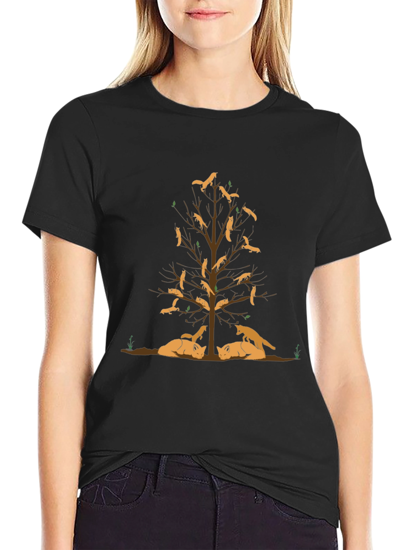 Black Fox Tree Graphic Tee - Men's Crew Neck T-Shirt view 2