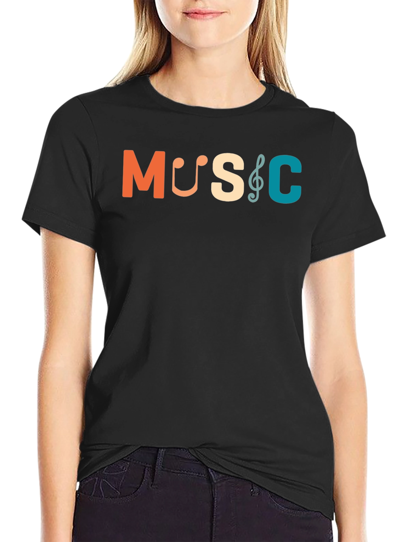 Black Music Themed Graphic T-Shirt | Soft Cotton Blend Tee view 2