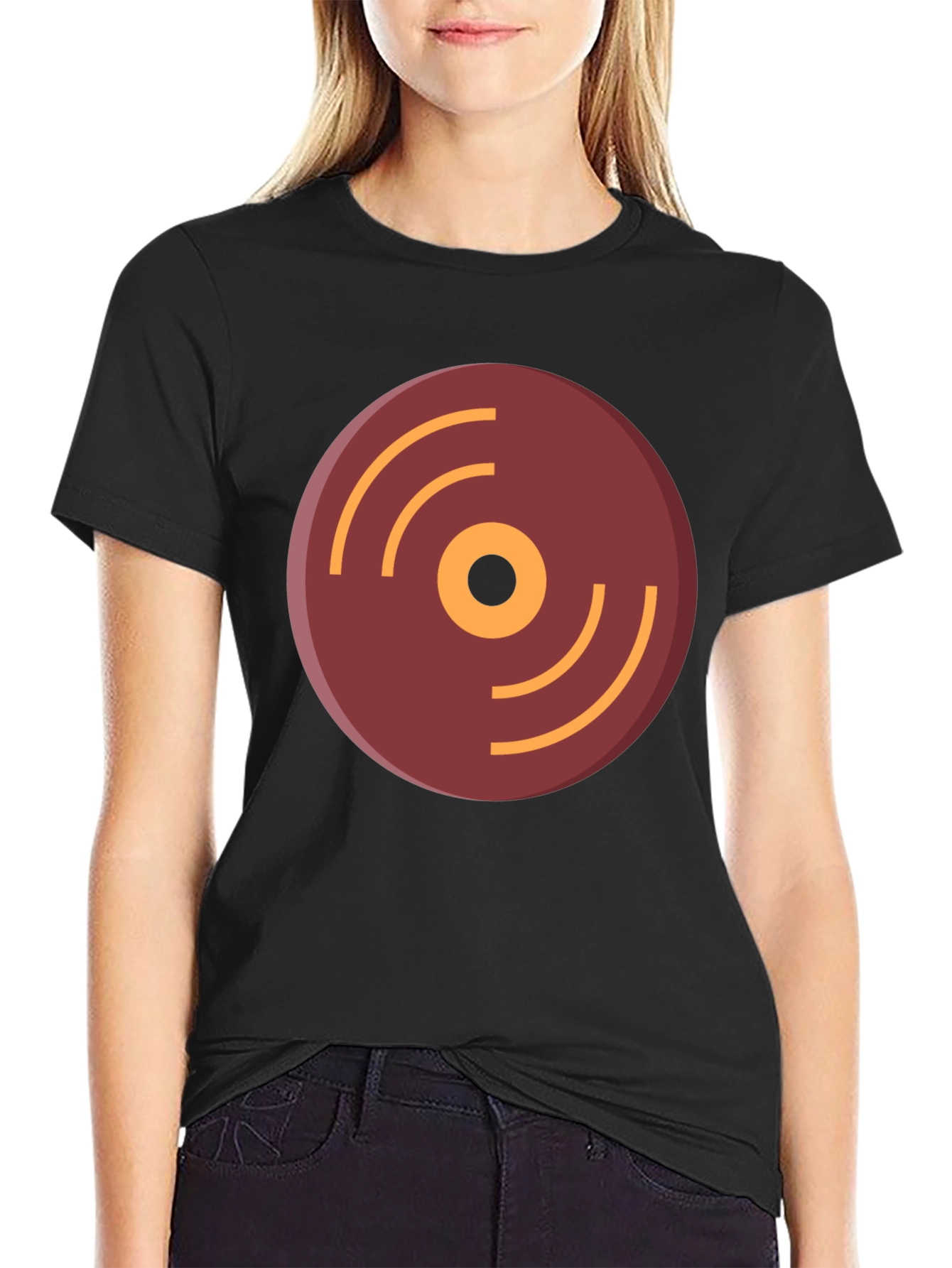 Black Retro Record Graphic T-Shirt - Stylish Music Lover Tee view 2