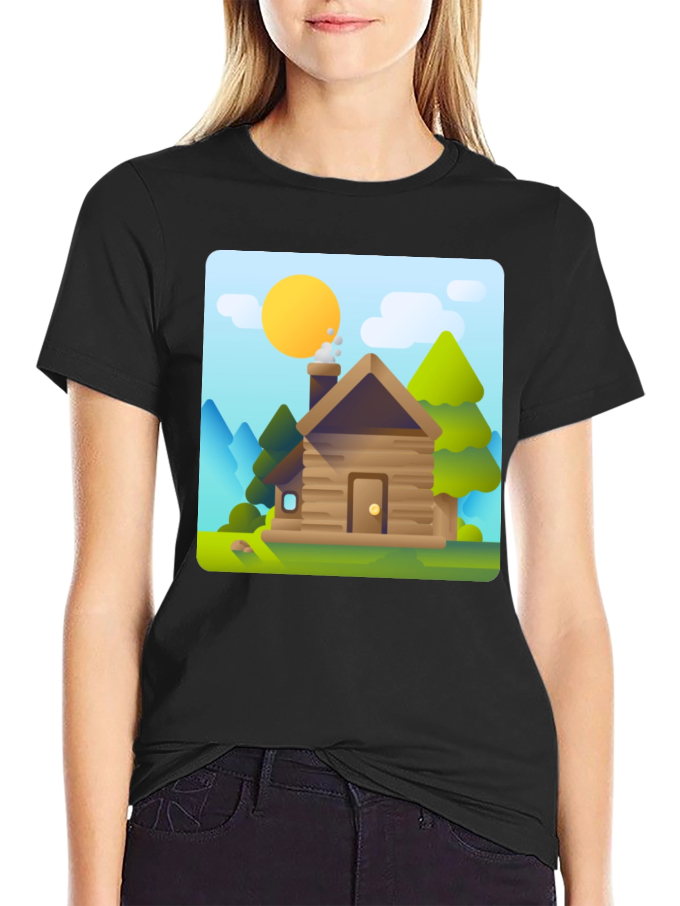 Black Cabin in the Woods Graphic Tee view 2
