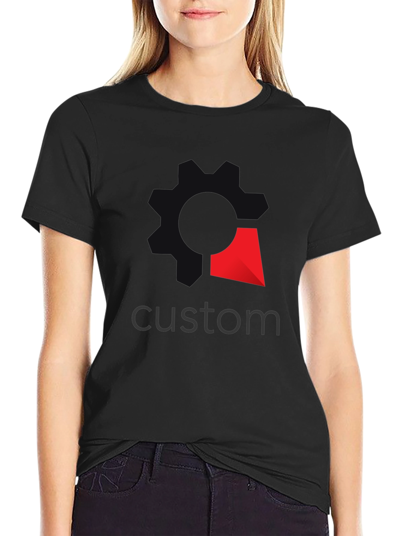 Black Custom Black T-Shirt with Graphic Print view 2