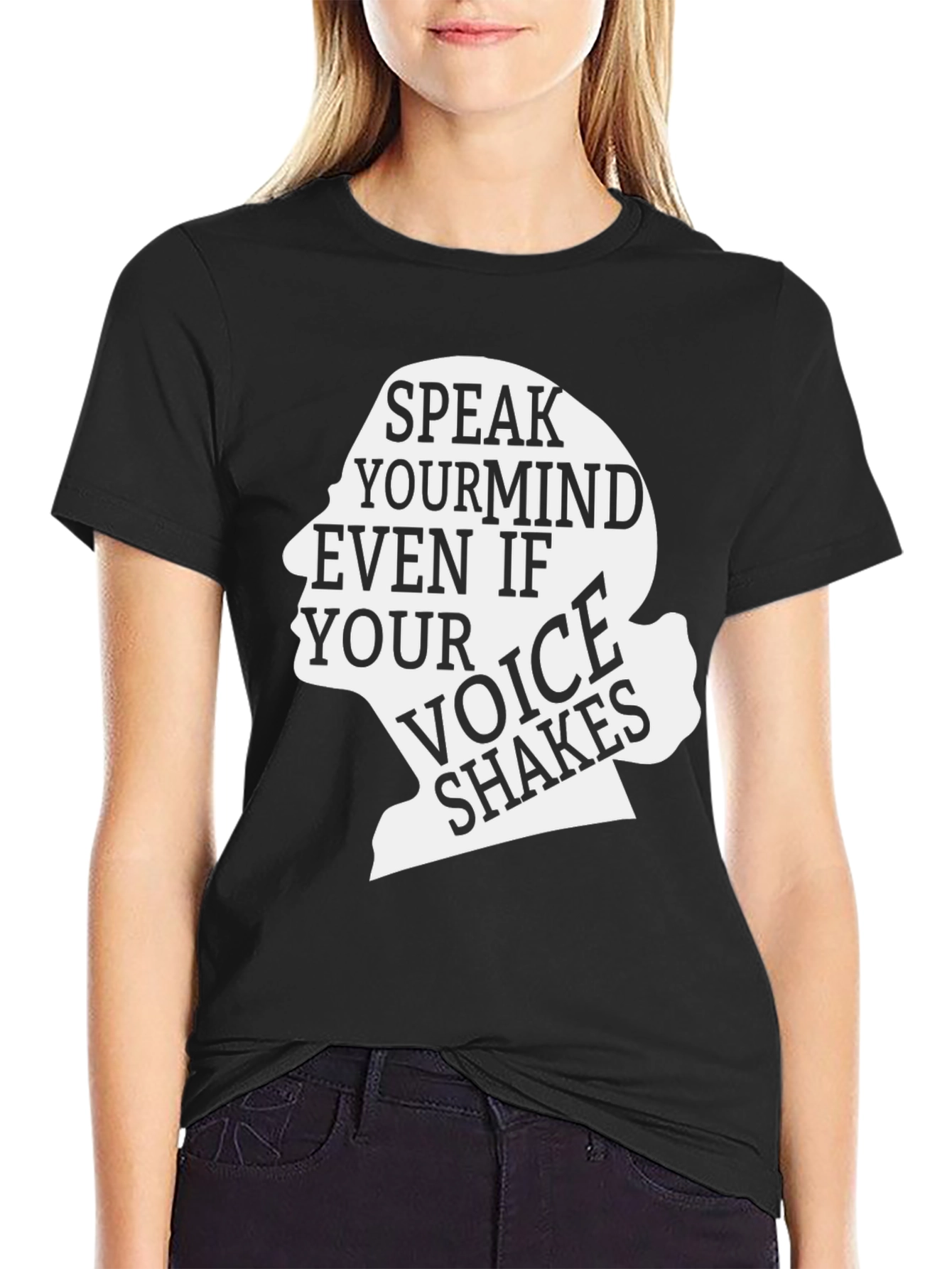 Black Speak Your Mind Black Graphic Tee - Inspirational T-Shirt view 2