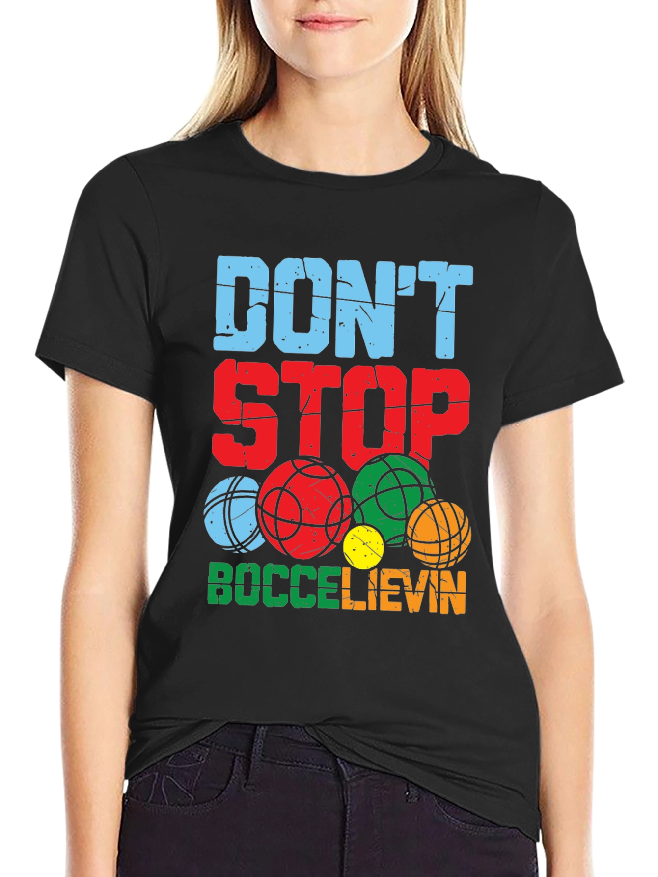 Black Don't Stop Boccelievin' T-Shirt view 2