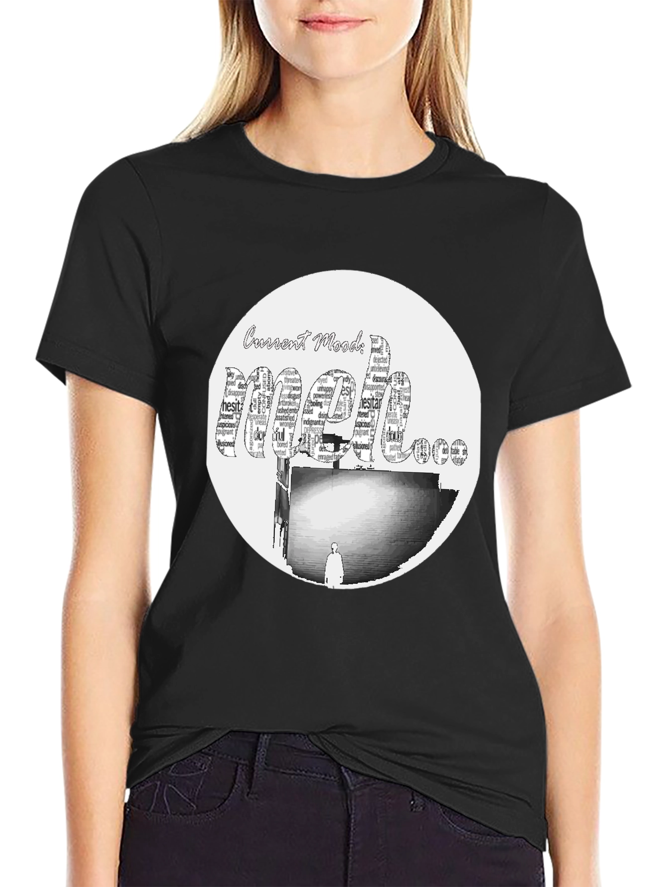 Black Meh Mood T-Shirt - Express Yourself! view 2