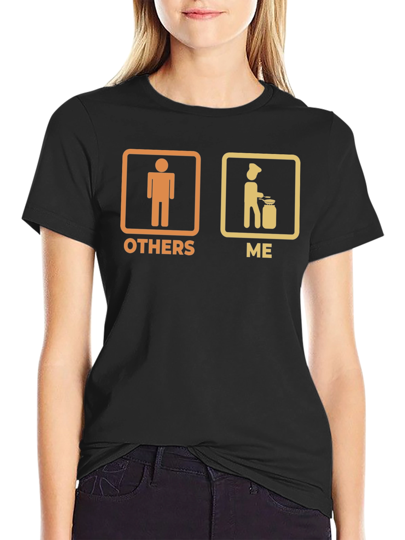 Black Funny Cooking T-Shirt: Others vs. Me Chef Tee view 2