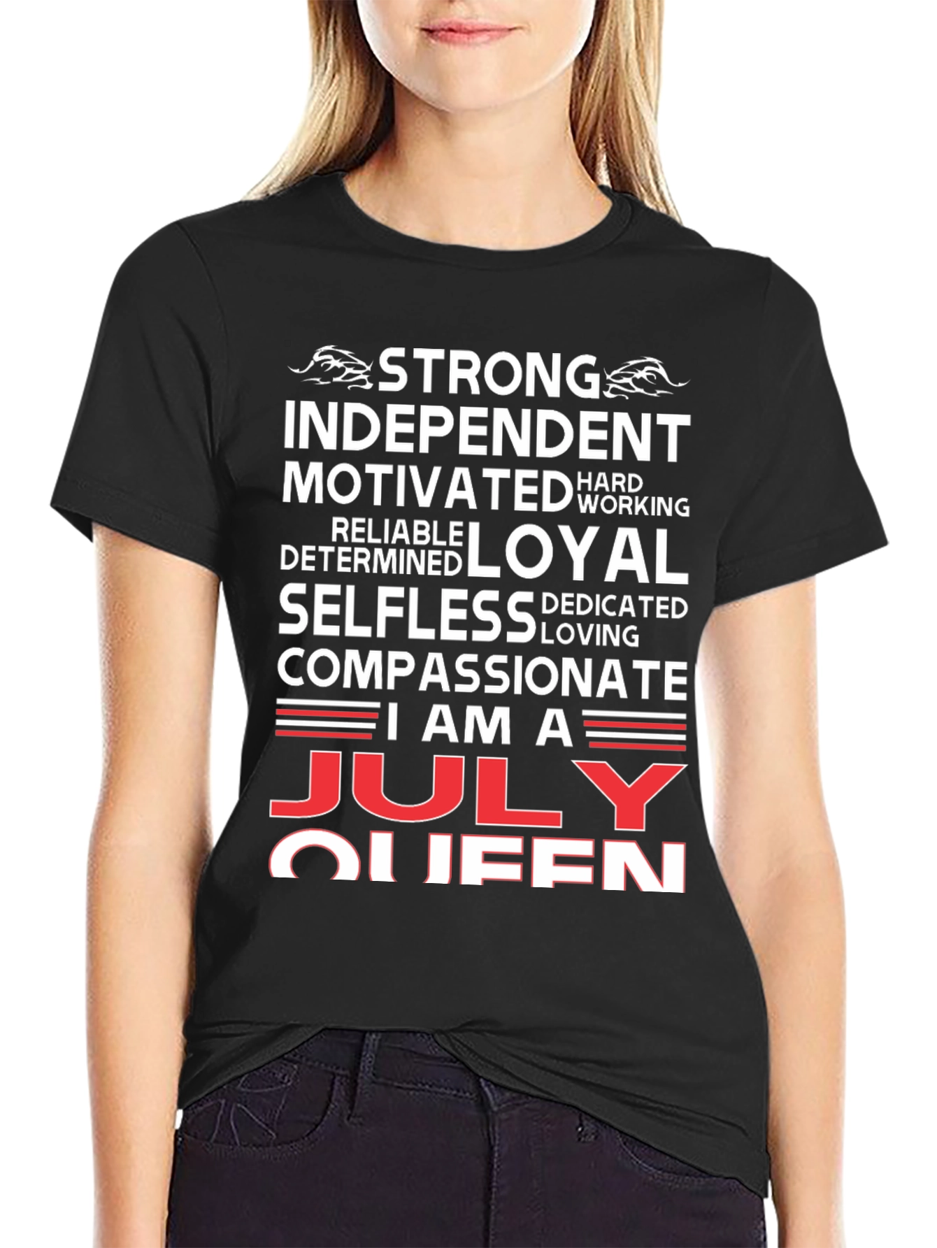 Black July Queen Graphic T-Shirt - Strong Independent Woman view 2