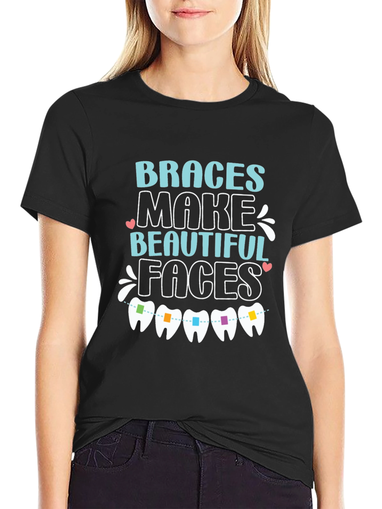 Black Braces Make Beautiful Faces T-Shirt view 2