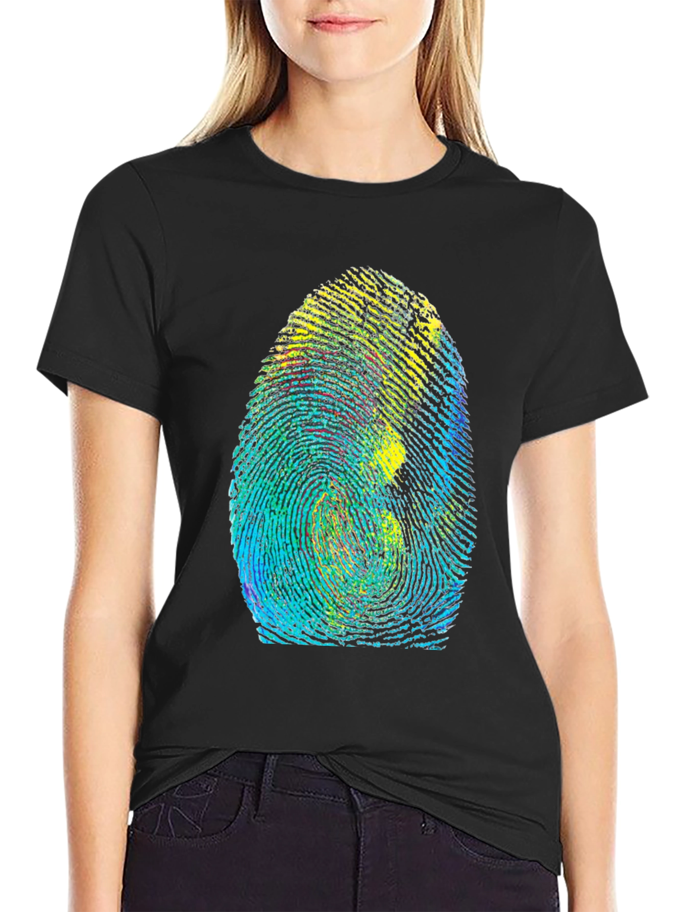 Black Unique Fingerprint Graphic Tee - Black view 2