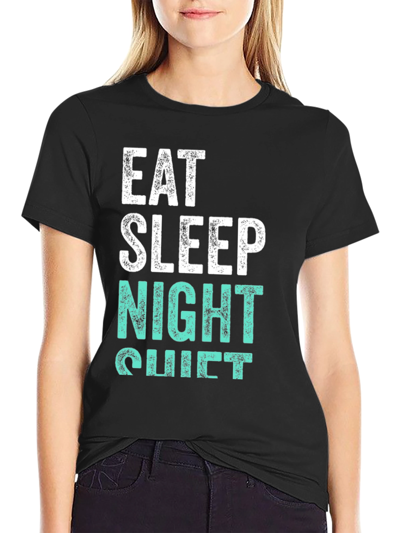 Black Eat Sleep Night Shift T-Shirt view 2