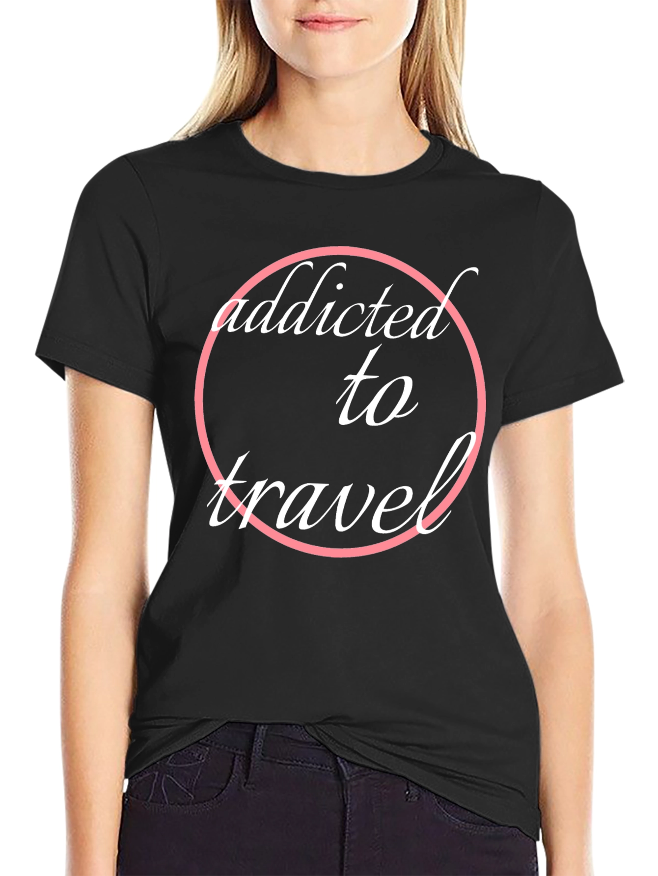 Black Addicted to Travel T-Shirt | Stylish Black Tee view 2