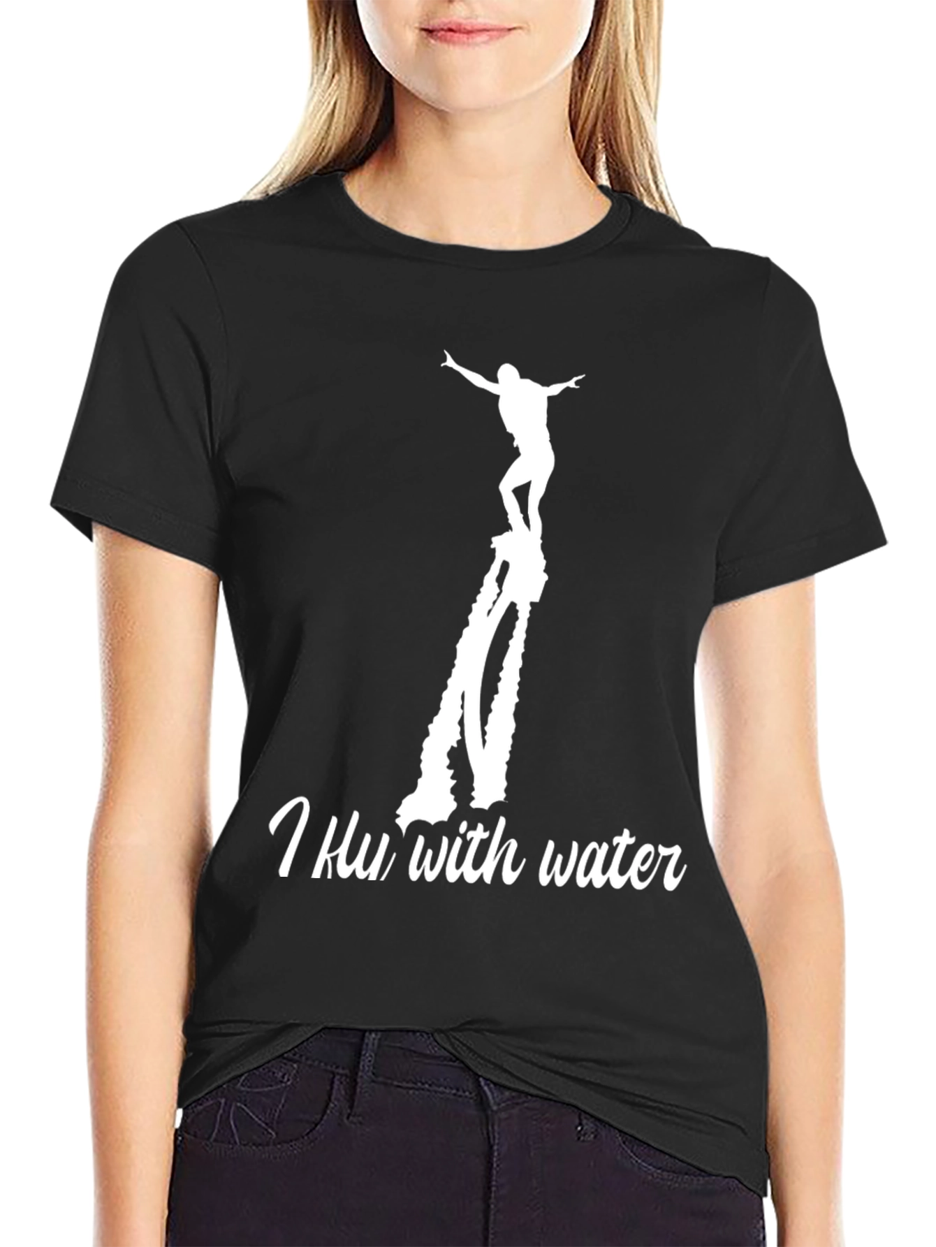 Black I Fly With Water Graphic T-Shirt view 2