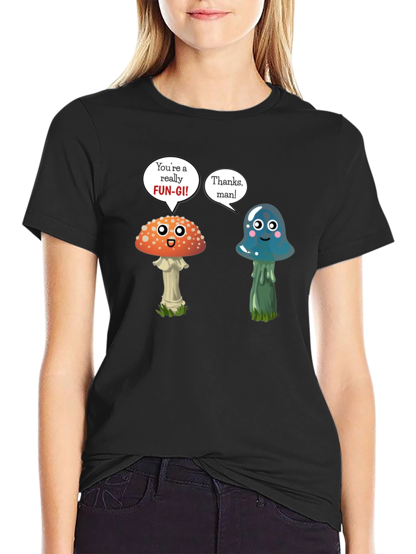 Black Funny Mushroom Pun T-Shirt view 2