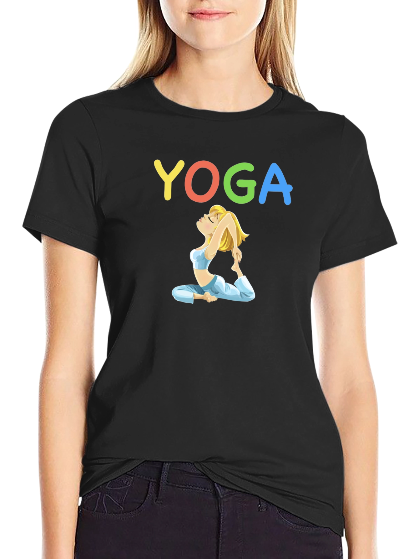 Black Yoga Girl Black T-Shirt view 2