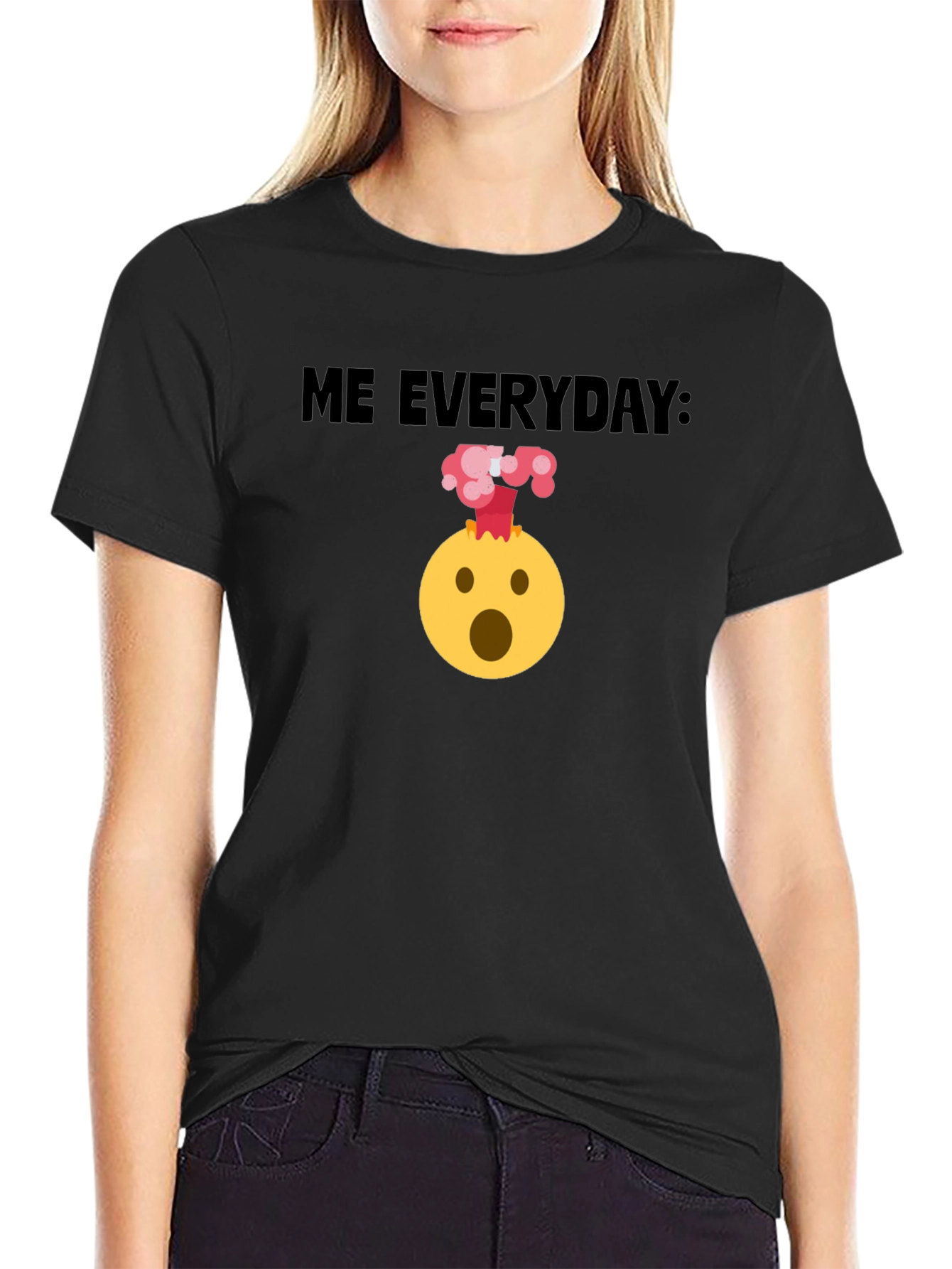 Black Me Everyday: Funny Emoji Black T-Shirt view 2