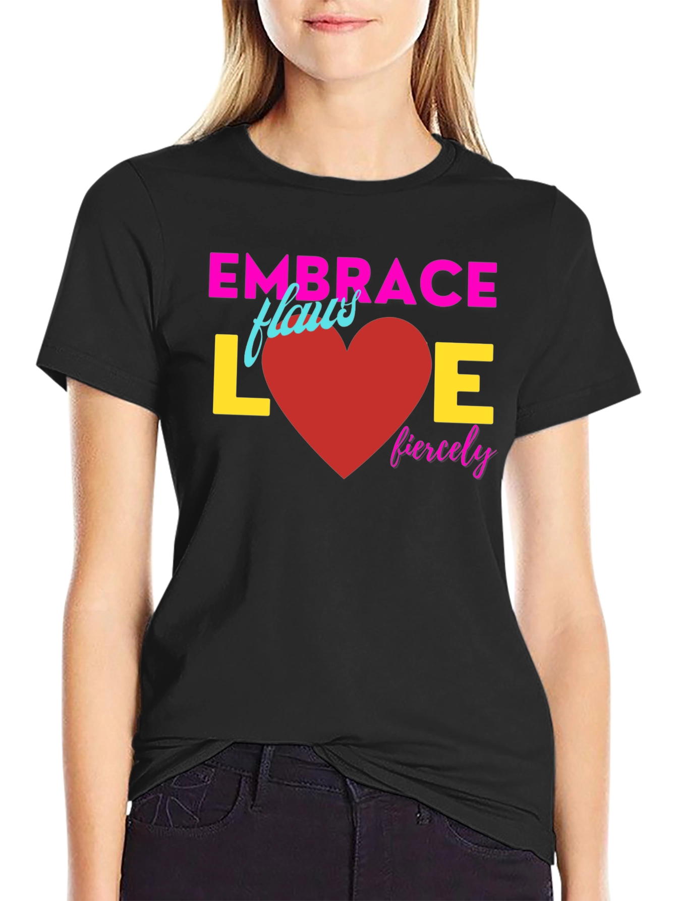 Black Embrace Love Fiercely T-Shirt view 2