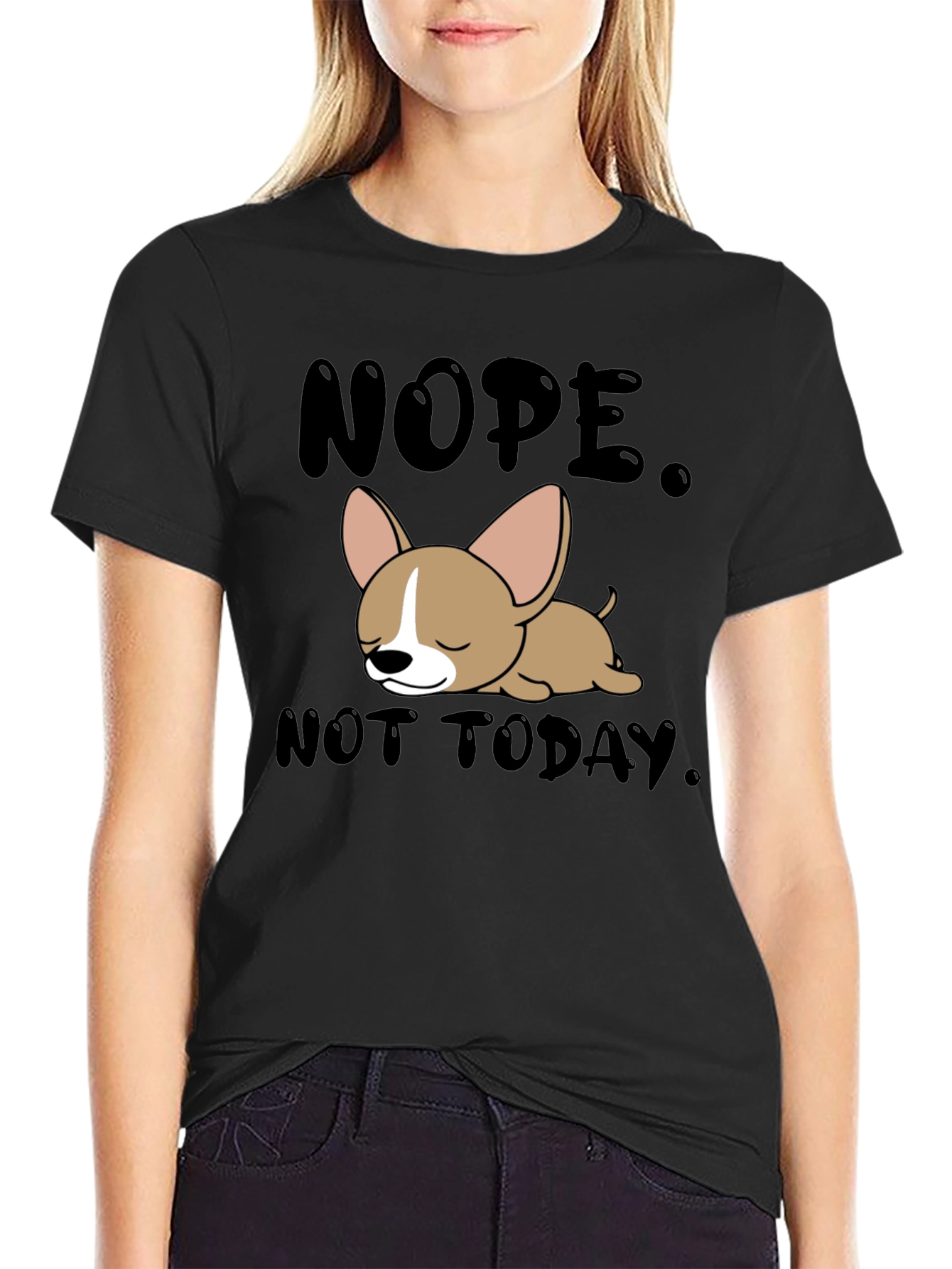 Black Nope Not Today Graphic T-Shirt view 2