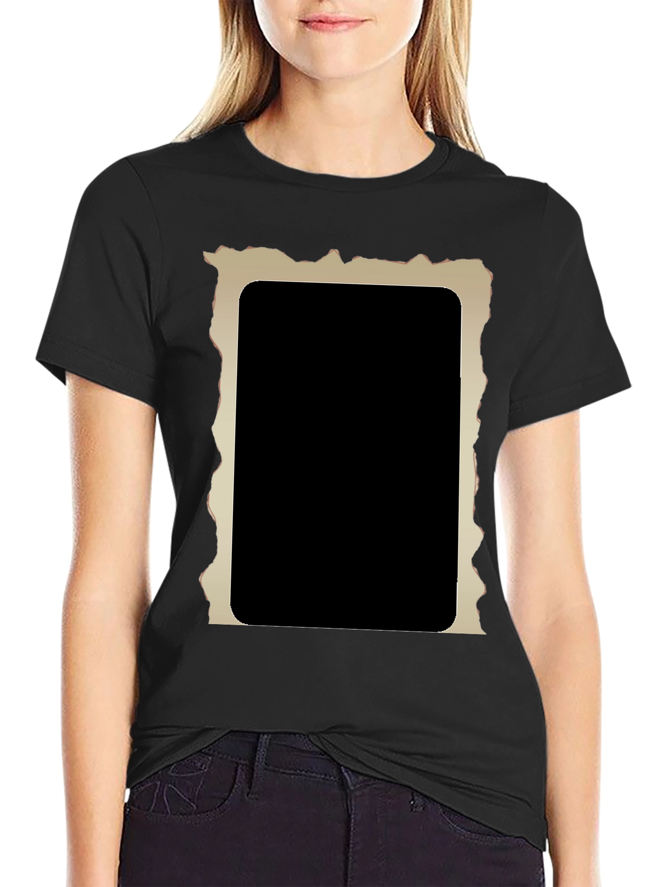 Black Edgy Graphic Tee - Ripped Frame Black Shirt view 2