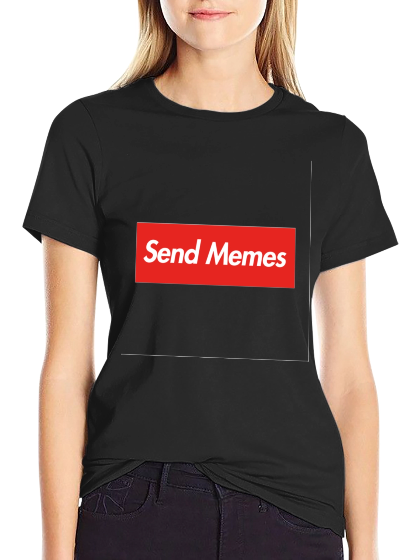 Black Send Memes Graphic Tee - Supreme Parody view 2