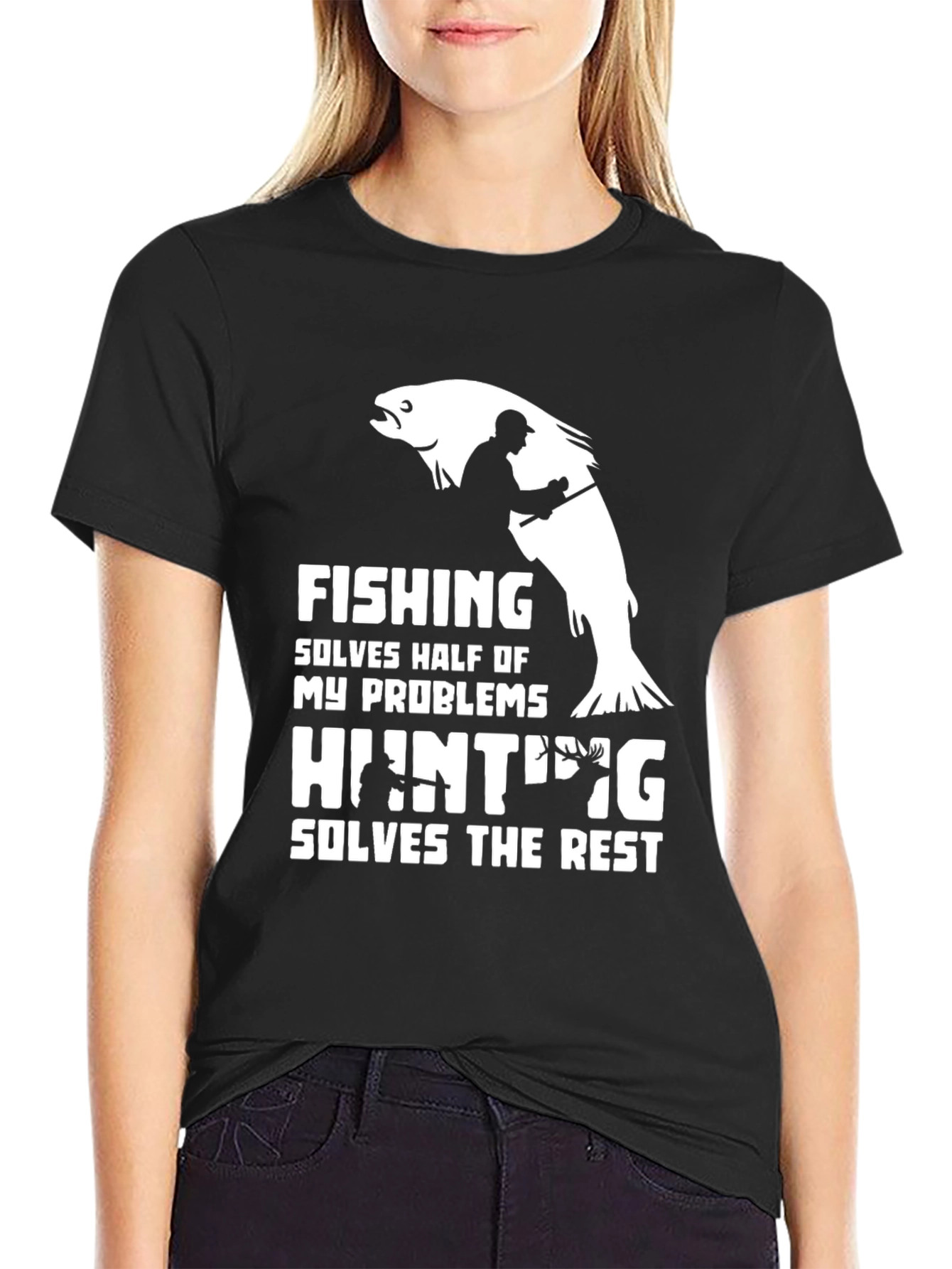 Black Fishing & Hunting T-Shirt - Humor Tee view 2