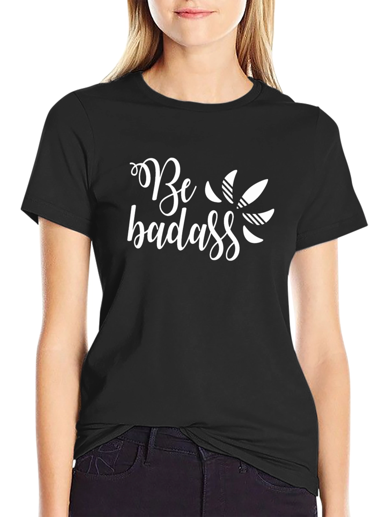 Black Be Badass Graphic Tee - Black Cotton Blend view 2