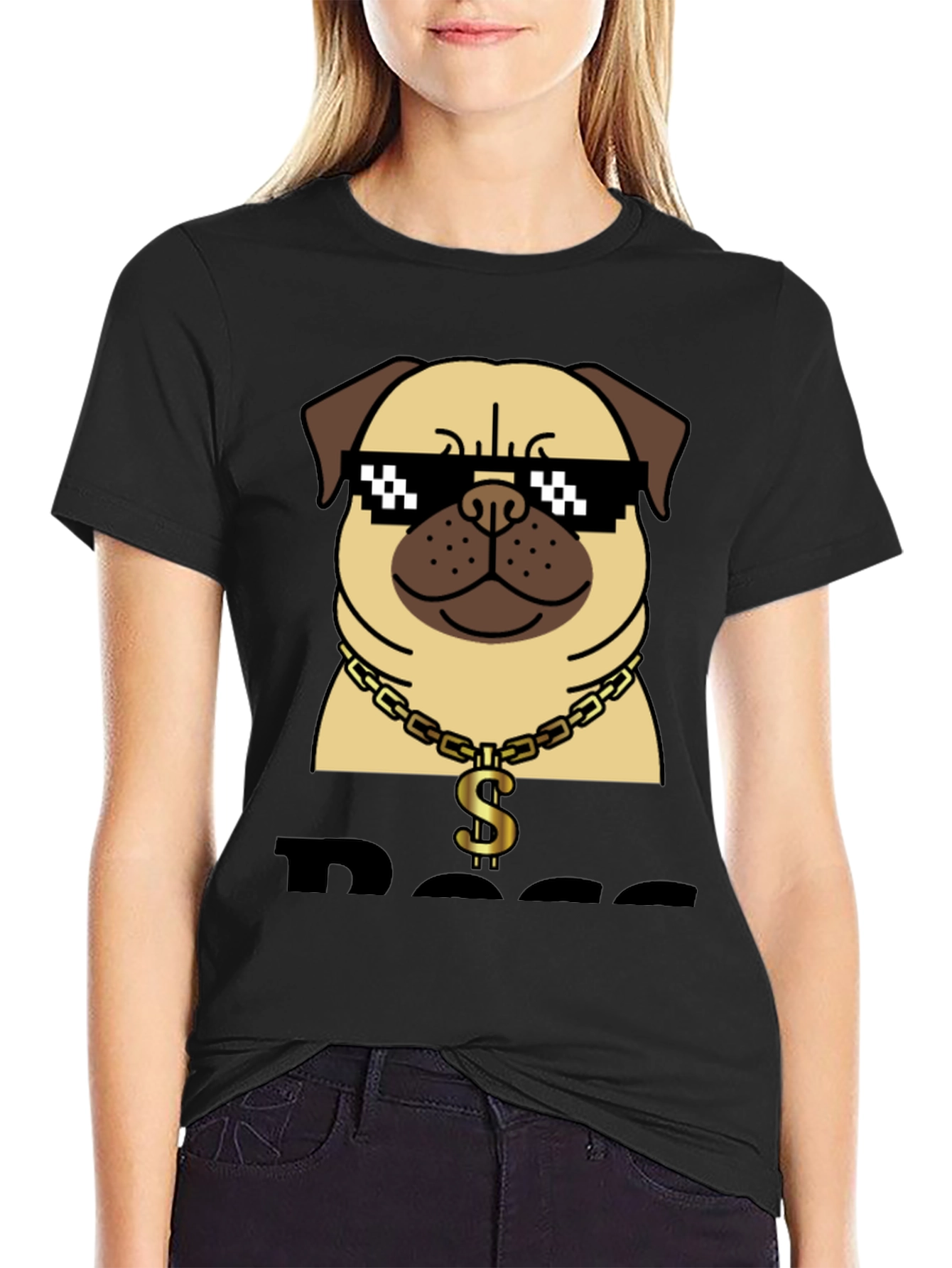 Black Pug Boss T-Shirt - Funny Dog Graphic Tee view 2