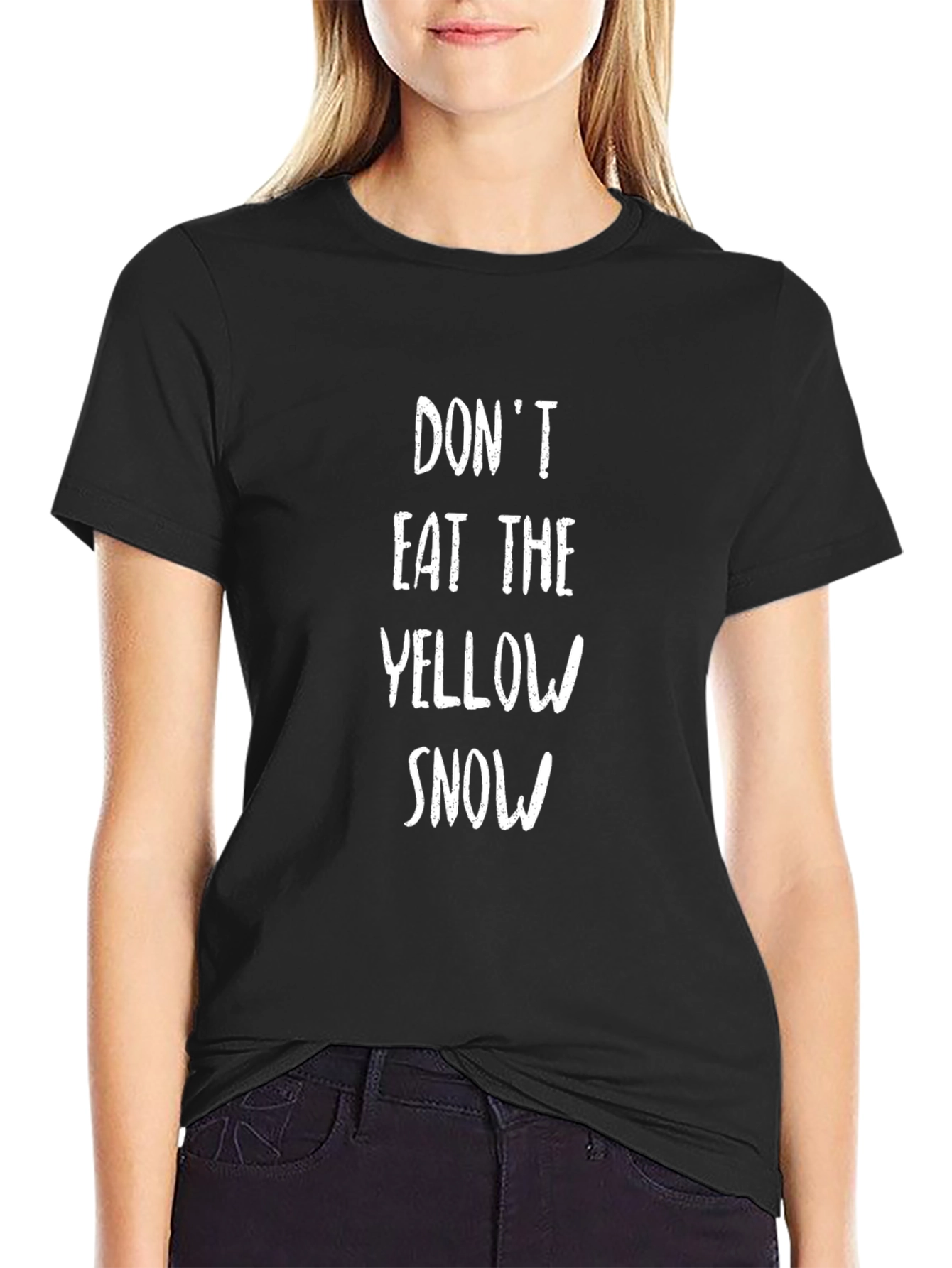 Black Don't Eat the Yellow Snow T-Shirt - Funny Graphic Tee view 2