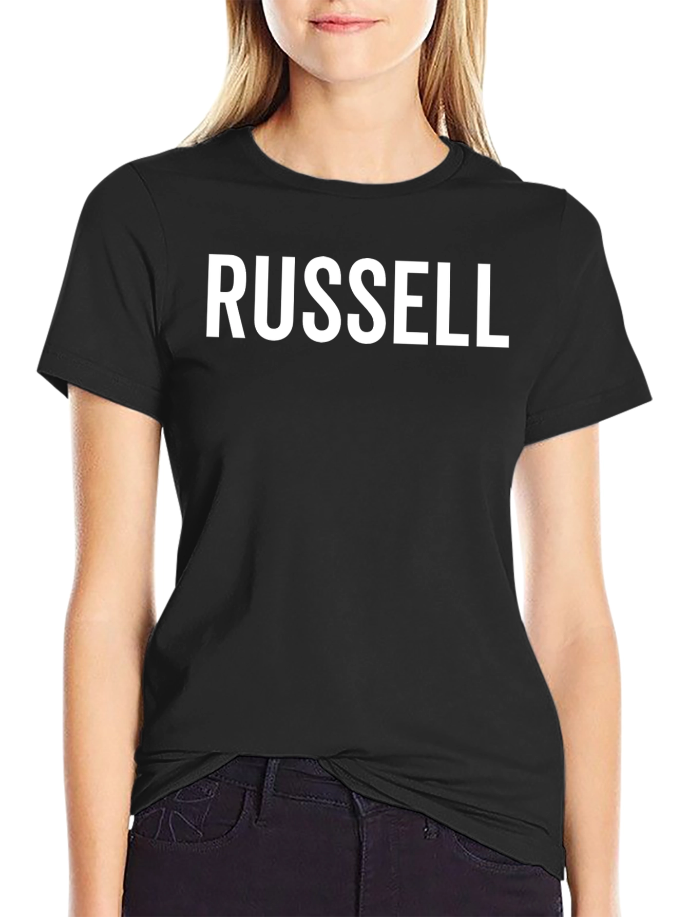 Black Russell Black Cotton Blend Tee view 2