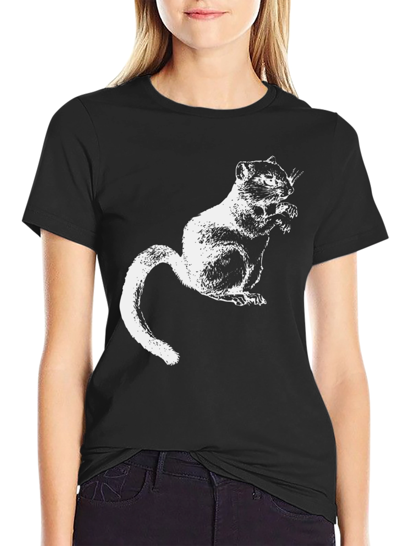 Black Chipmunk Graphic Tee - Unisex Black T-Shirt view 2