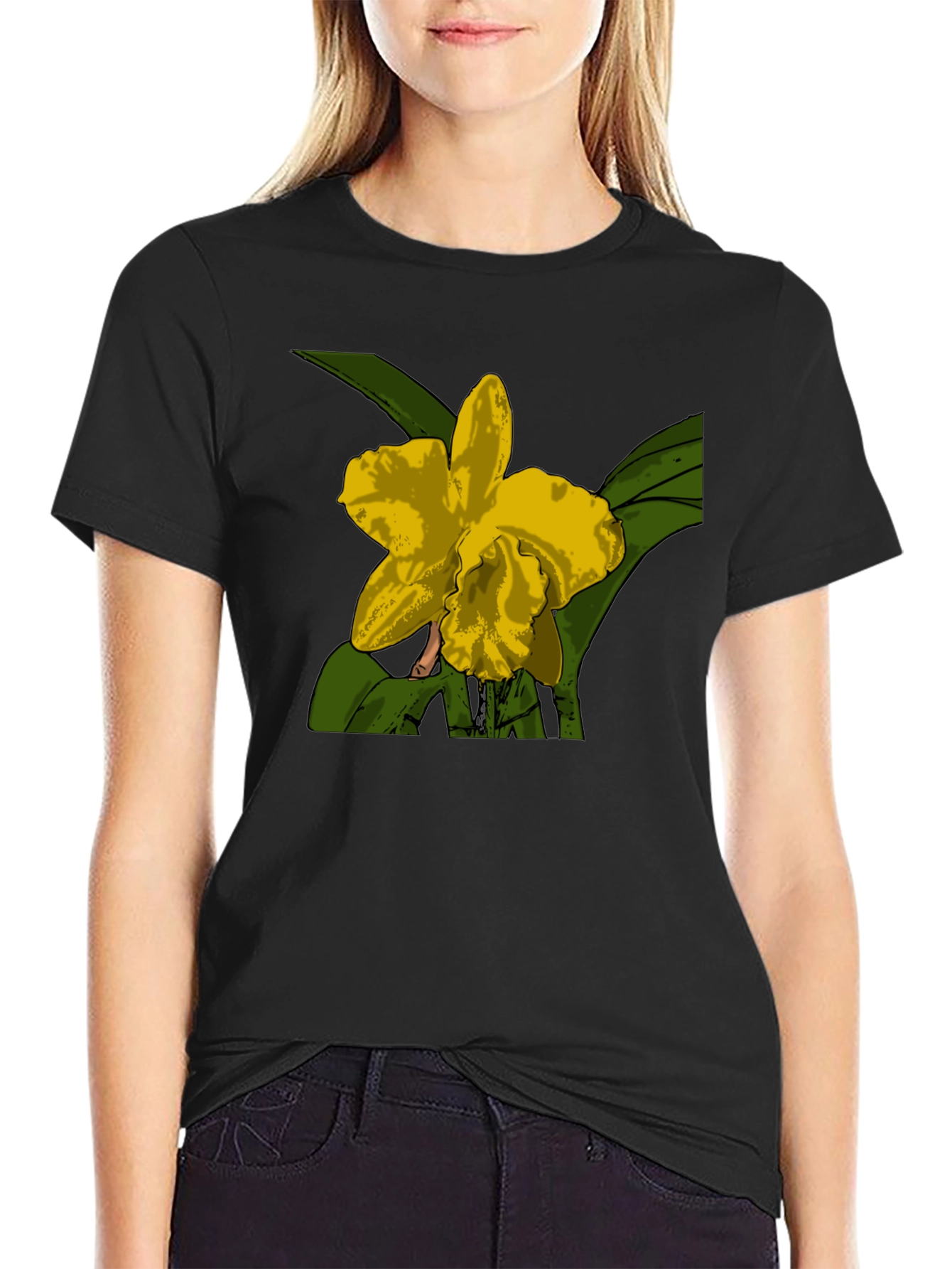 Black Orchid Graphic Tee - Black Cotton Blend view 2