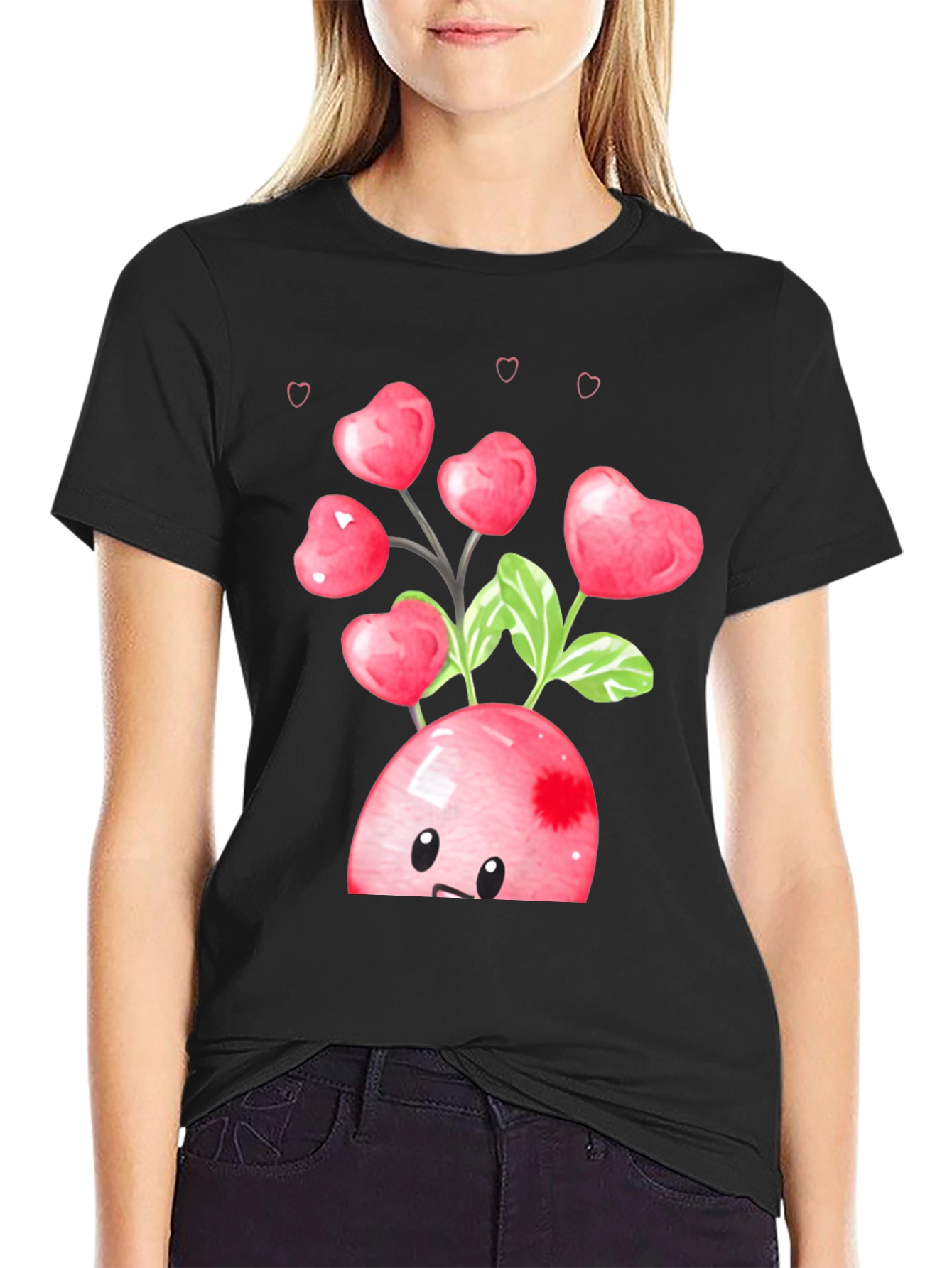 Black Heart Cherry Valentine's Day Graphic Tee view 2