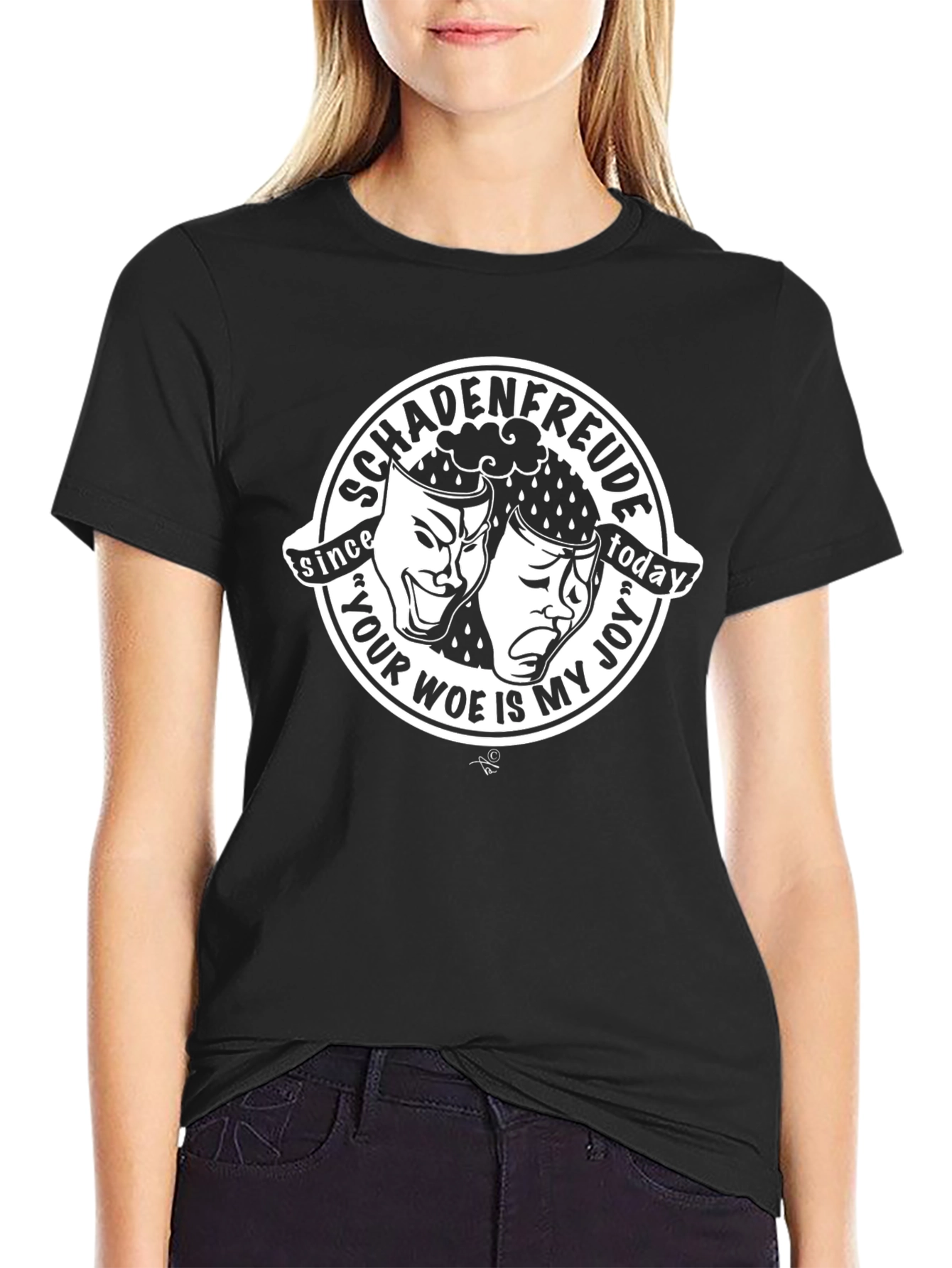 Black Schadenfreude Graphic Print Black T-Shirt view 2