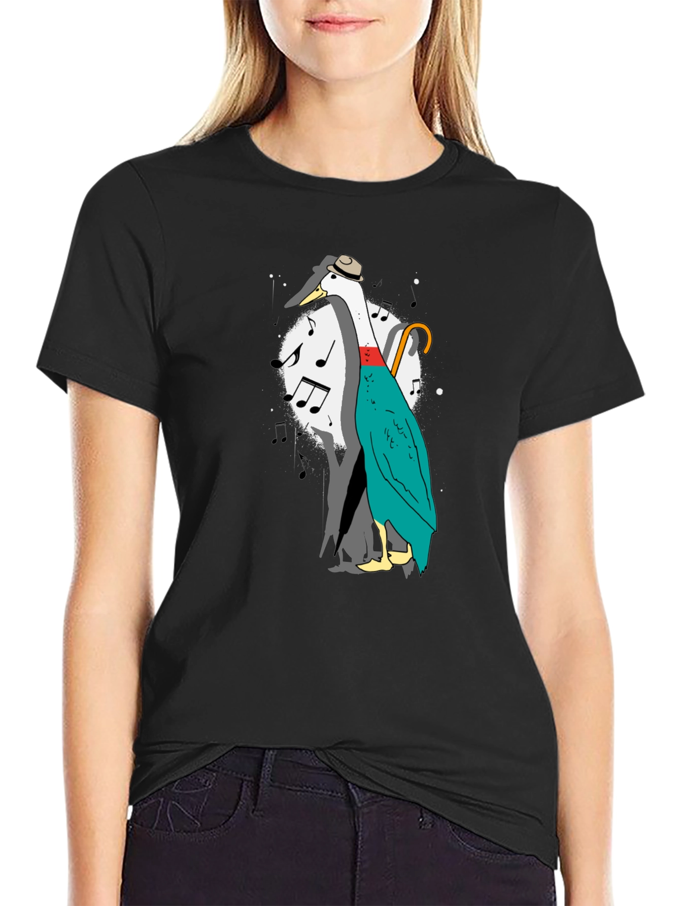 Black Musical Duck Graphic Tee - Quirky Fun Shirt view 2