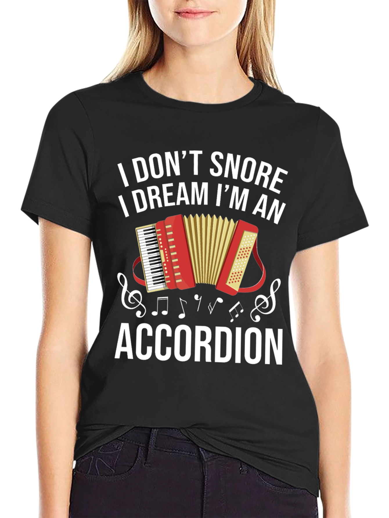 Black Funny Accordion Dream T-Shirt view 2