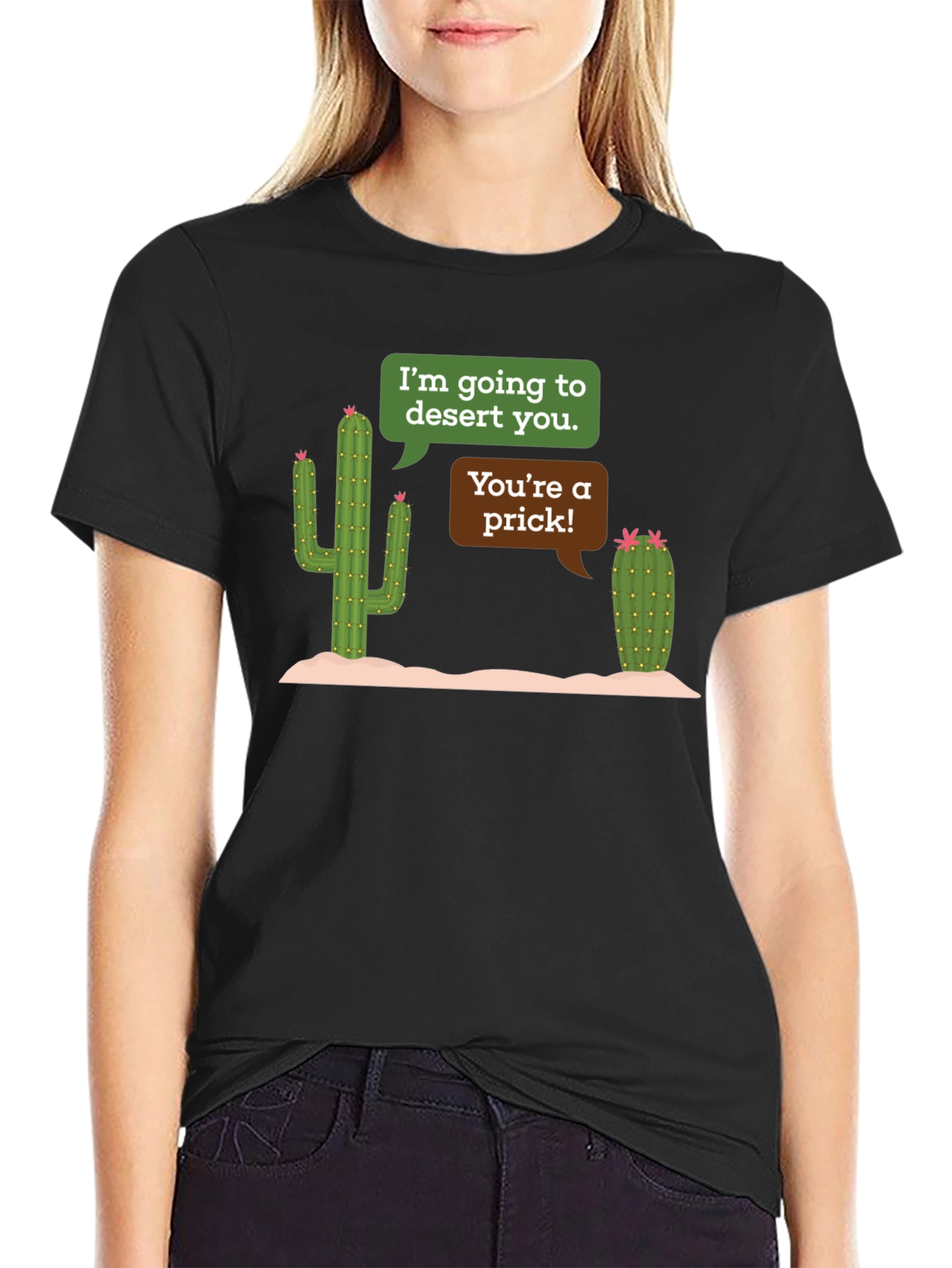 Black Desert You Cactus Humor Black T-Shirt view 2