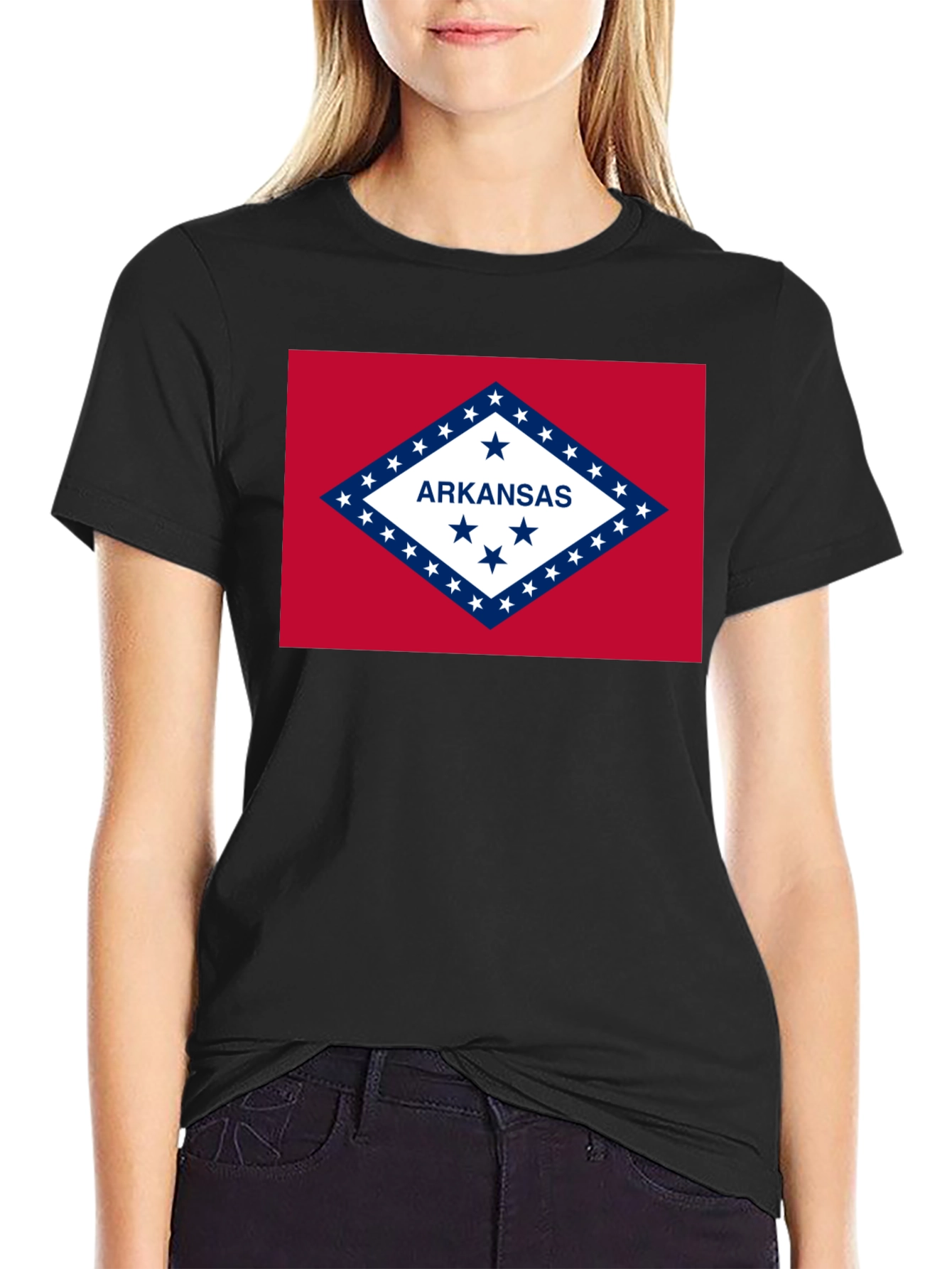 Black Arkansas Flag T-Shirt, State Pride Tee view 2