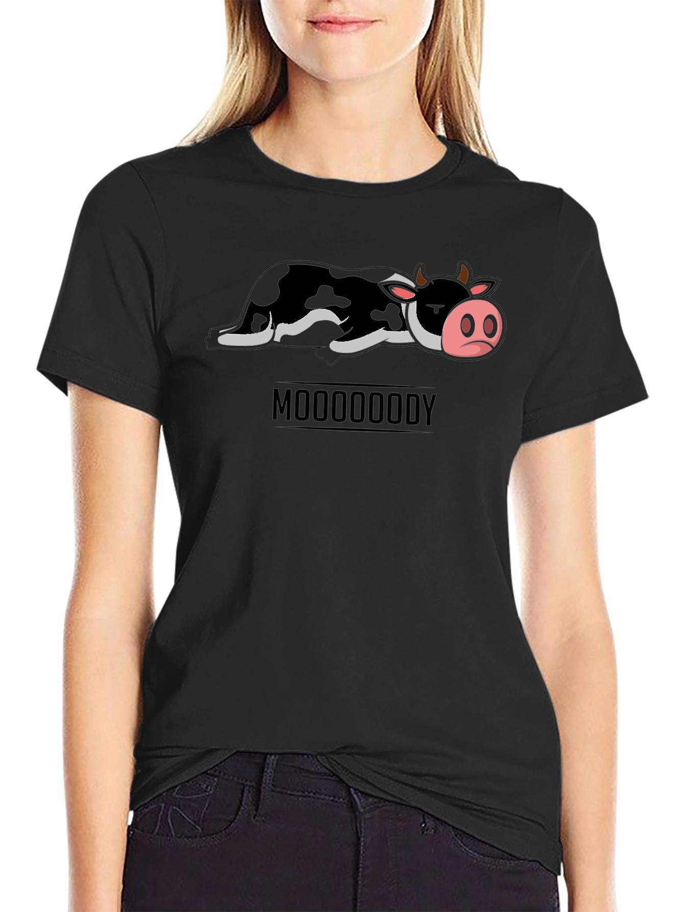 Mooooody Graphic Tee - Funny Cow Design - 2