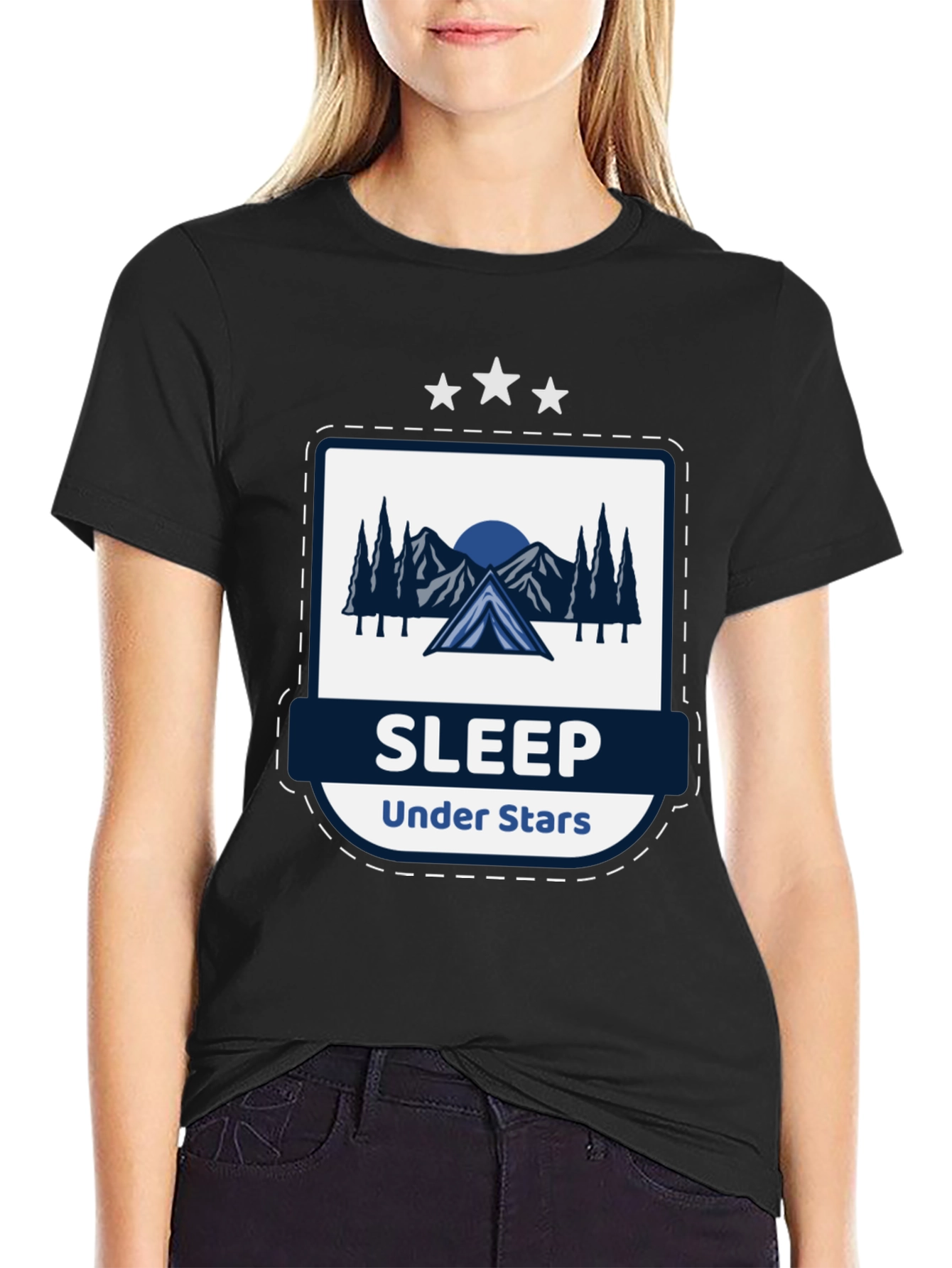 Black Sleep Under Stars Graphic T-Shirt view 2