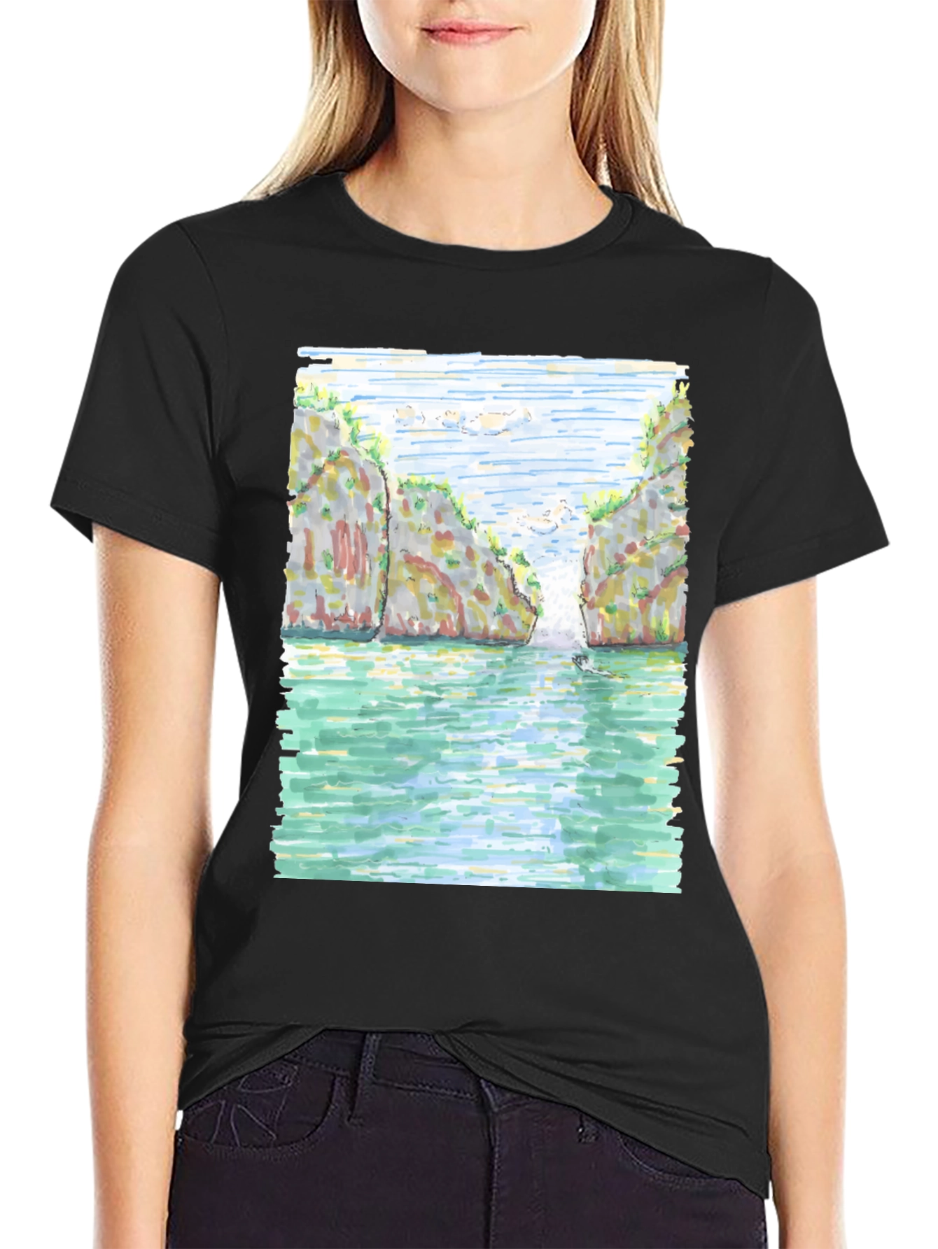Watercolor Scene T-Shirt - Island Getaway Tee - 2