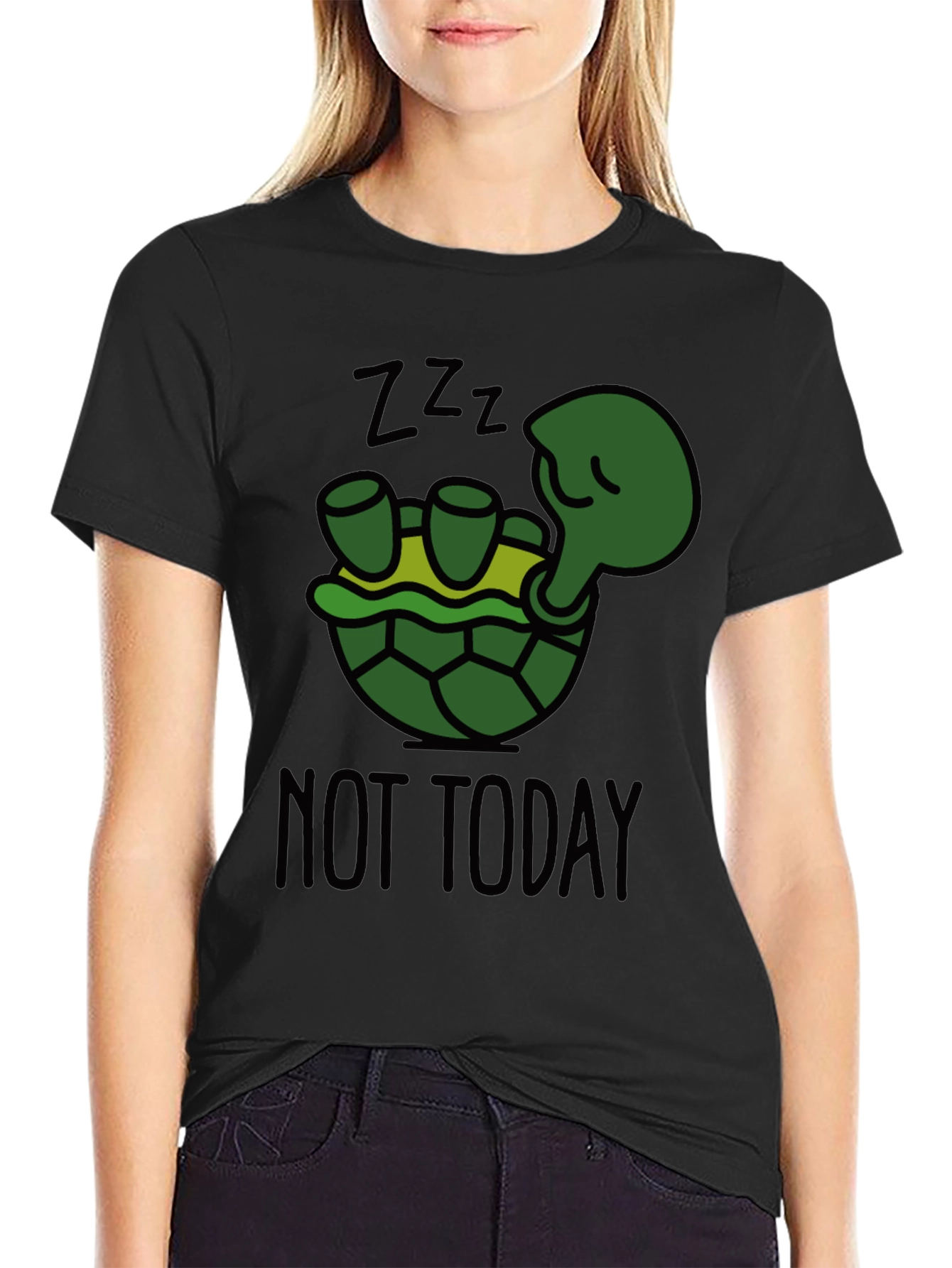 Black Lazy Turtle T-Shirt - Not Today view 2