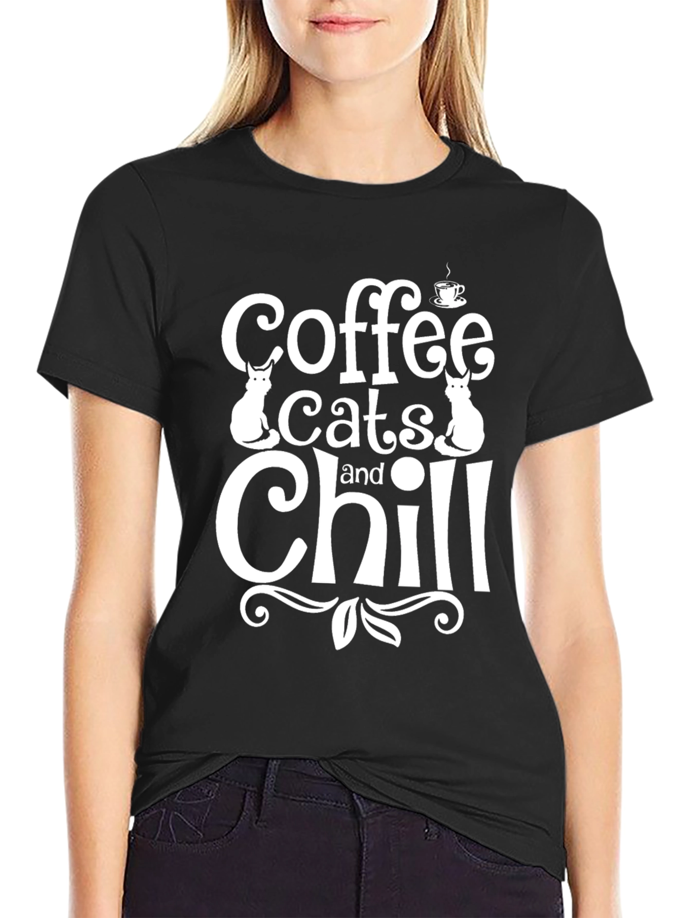 Black Coffee Cats and Chill T-Shirt - Unisex view 2