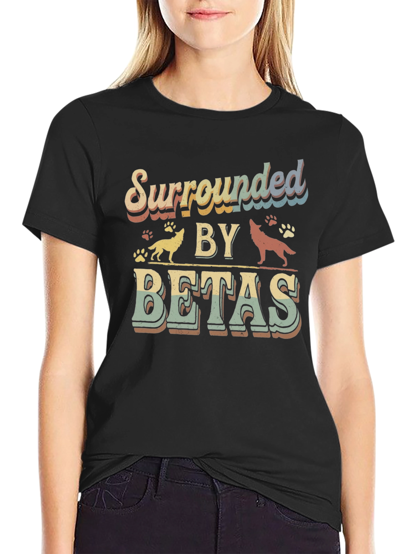 Black Surrounded by Betas T-Shirt - Funny Graphic Tee view 2