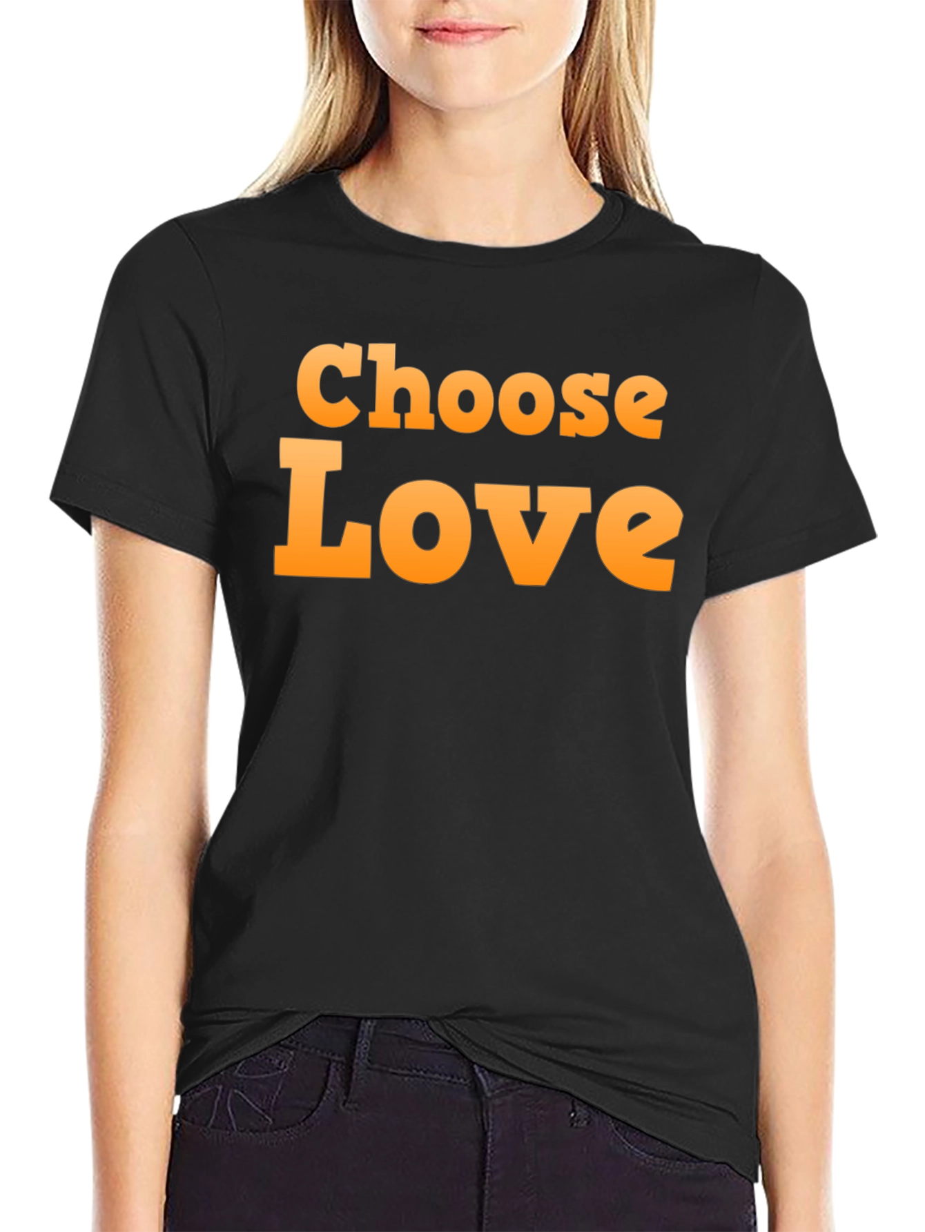 Black Choose Love Graphic Black T-Shirt view 2