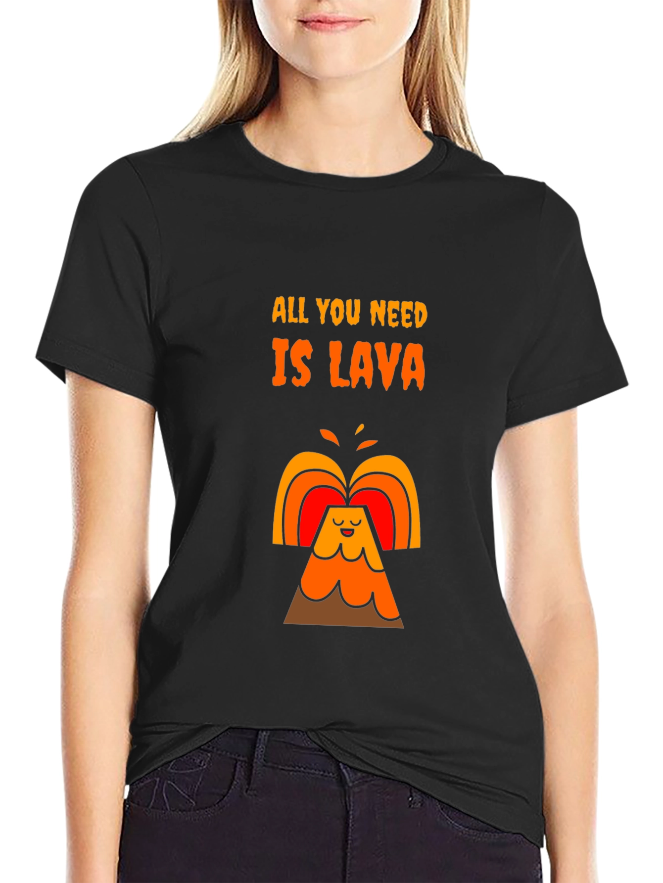 Black Funny Lava T-Shirt - All You Need Is Lava Volcano Tee view 2