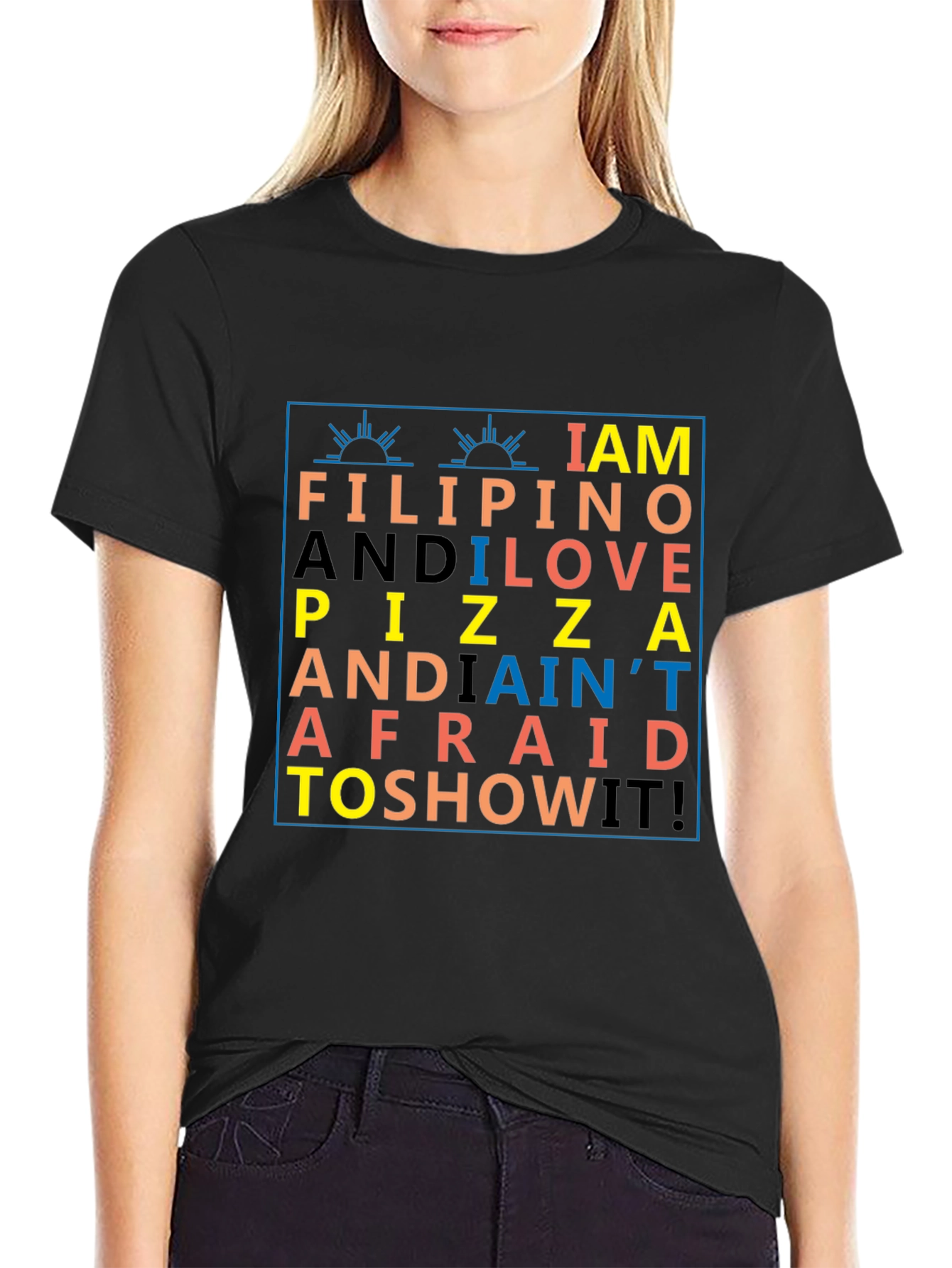 Black Filipino Pizza Lover Graphic Tee view 2